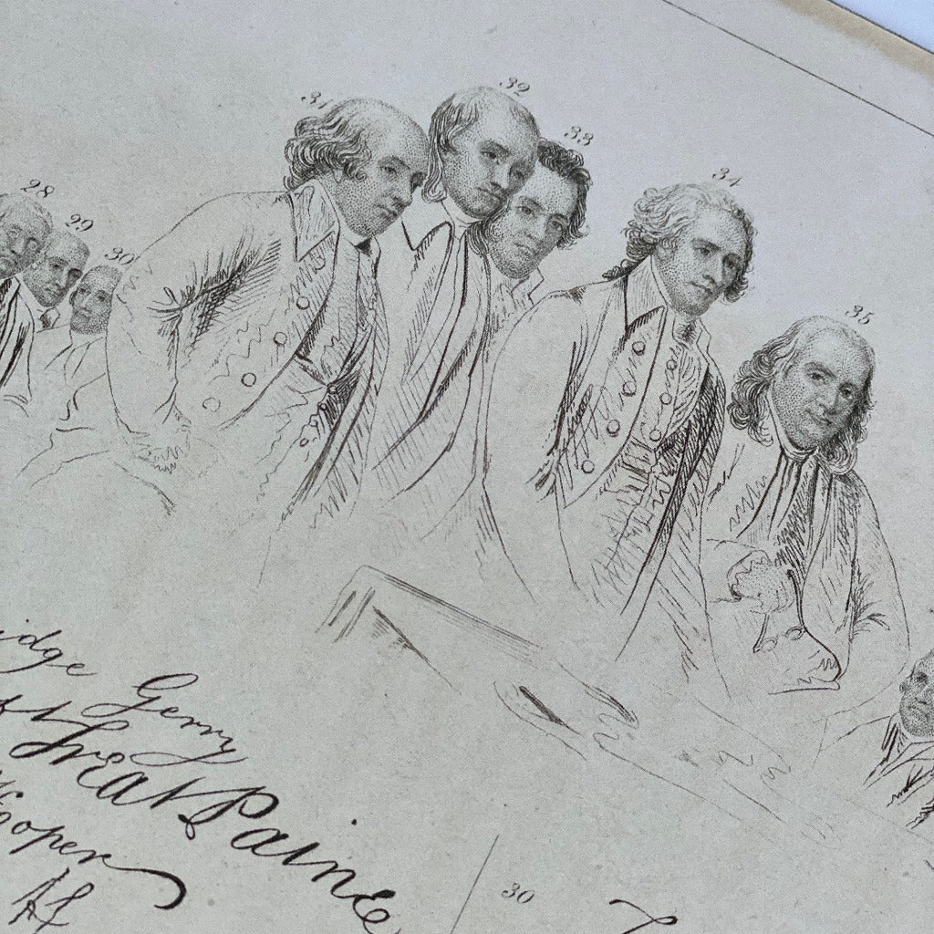 Signers close-up image - "The Signers of the Declaration of the Independence and their signatures" from the History List Store