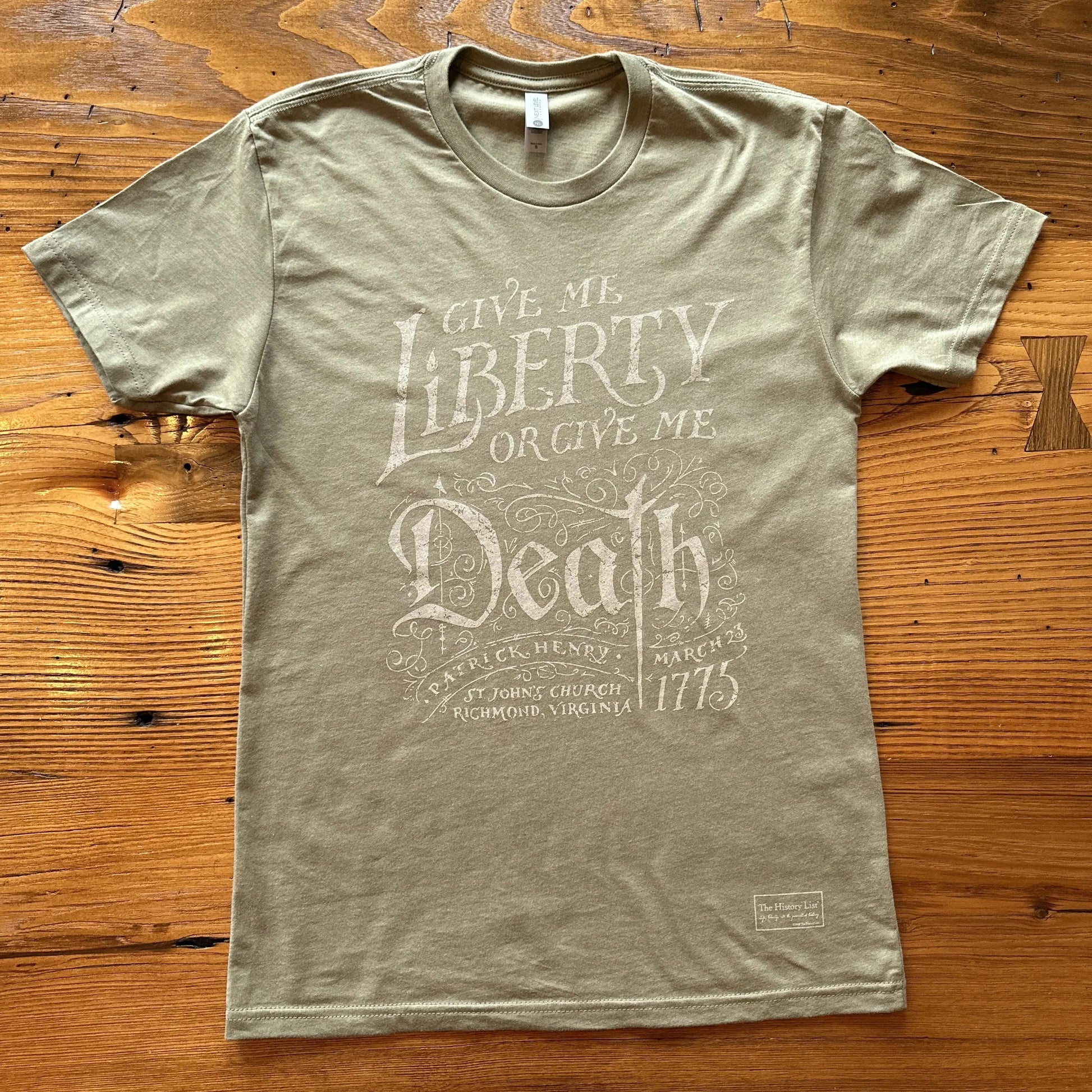 "Give me liberty, or give me death!" Shirt in Olive green from The History List store