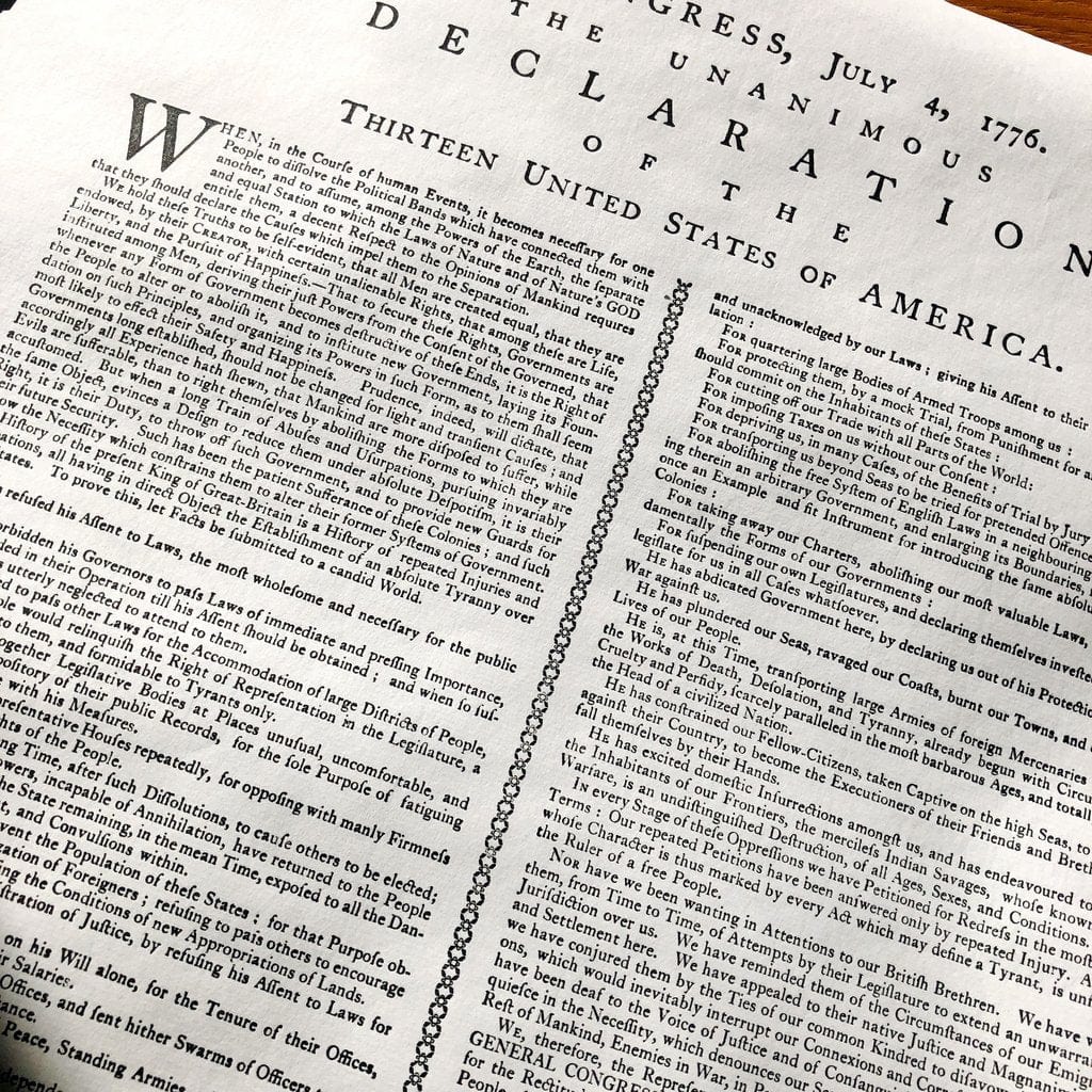 "Declaration of Independence" printed by Mary Katherine Goddard (Baltimore) from The History List Store