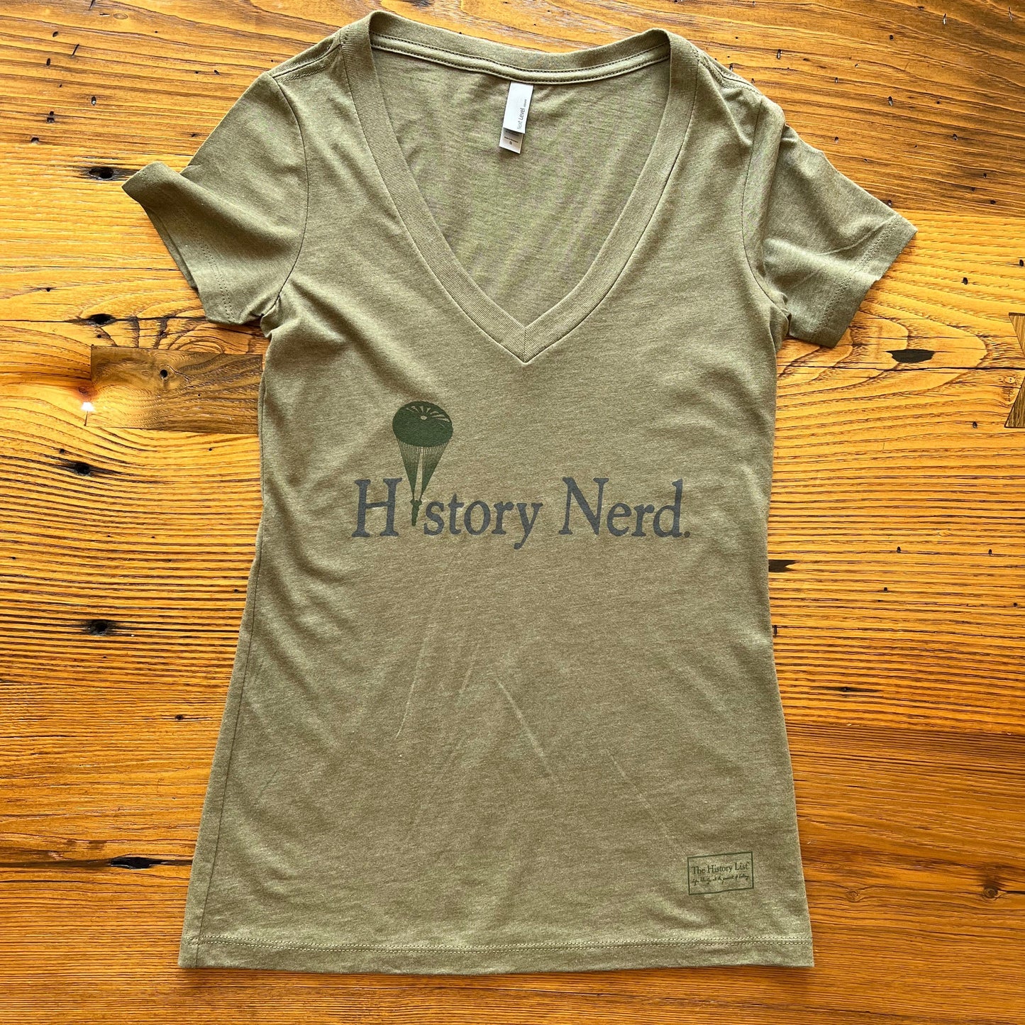 "History Nerd" V-neck shirt with WWII Paratrooper - 75th Anniversary of D-Day from The History List store