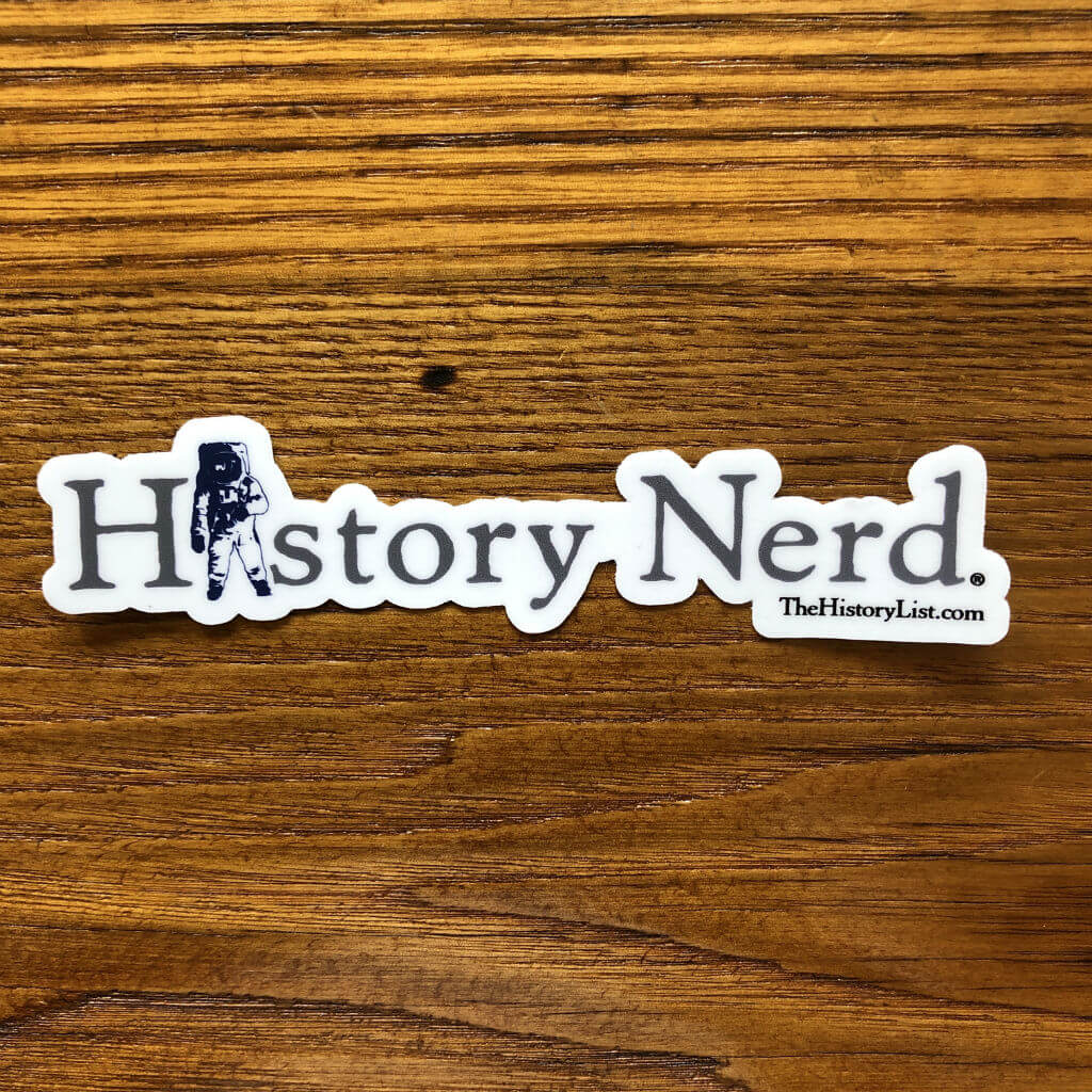 "History Nerd" sticker with an Apollo 11 Astronaut from The History List Store
