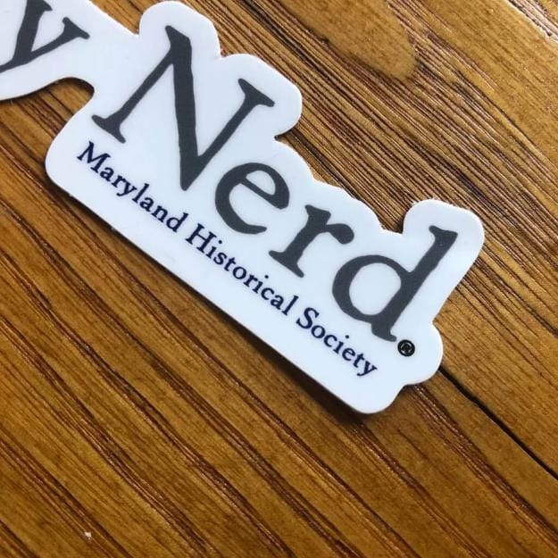 Close-up of "History Nerd" sticker with Harriet Tubman from The History List Store