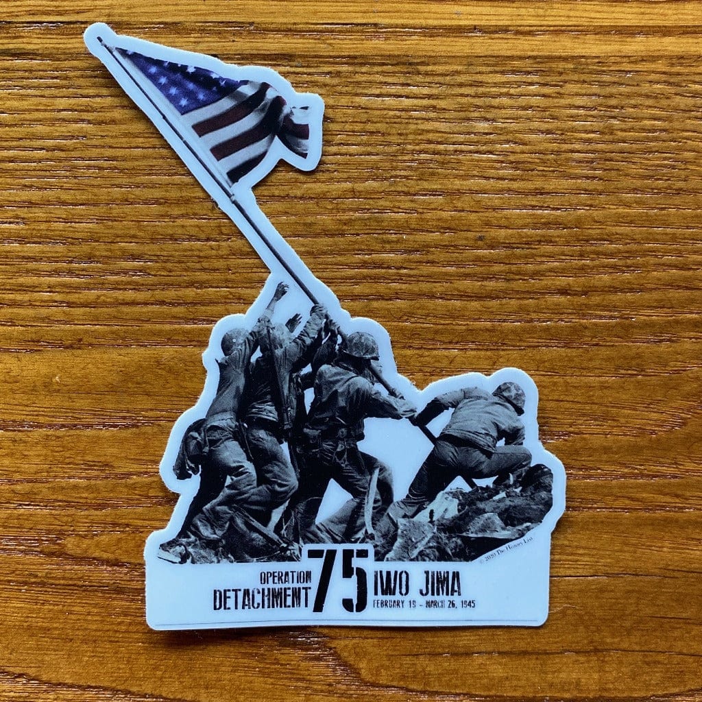 White | Flag raising on Mount Suribachi - 75th Anniversary of the Battle of Iwo Jima Sticker from the History List Store