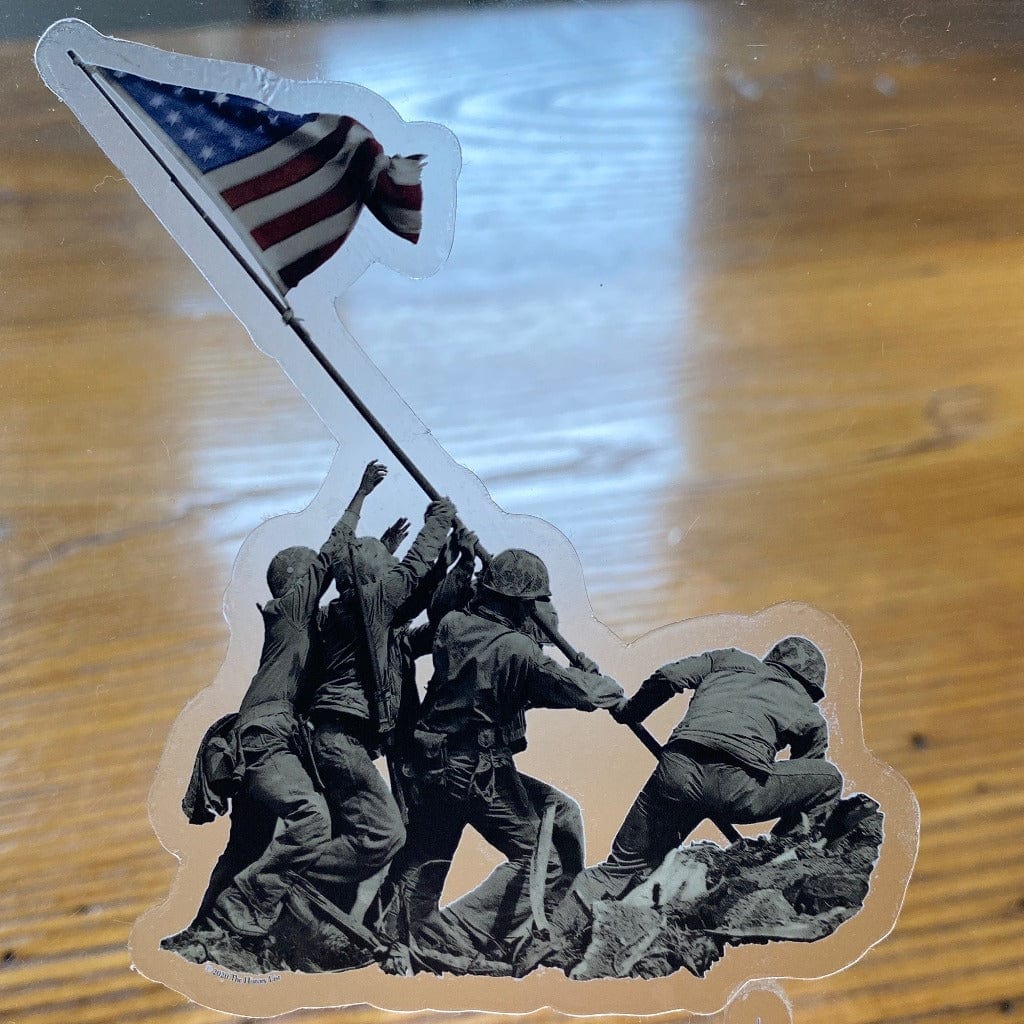 Clear | Flag raising on Mount Suribachi - 75th Anniversary of the Battle of Iwo Jima Sticker from the History List Store