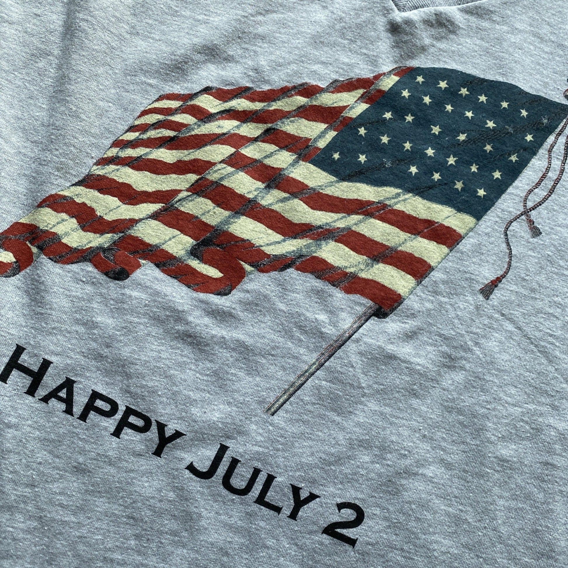 Front close-up of "Happy July 2” v-neck shirt with John Adams and his quote on the back from The History List store