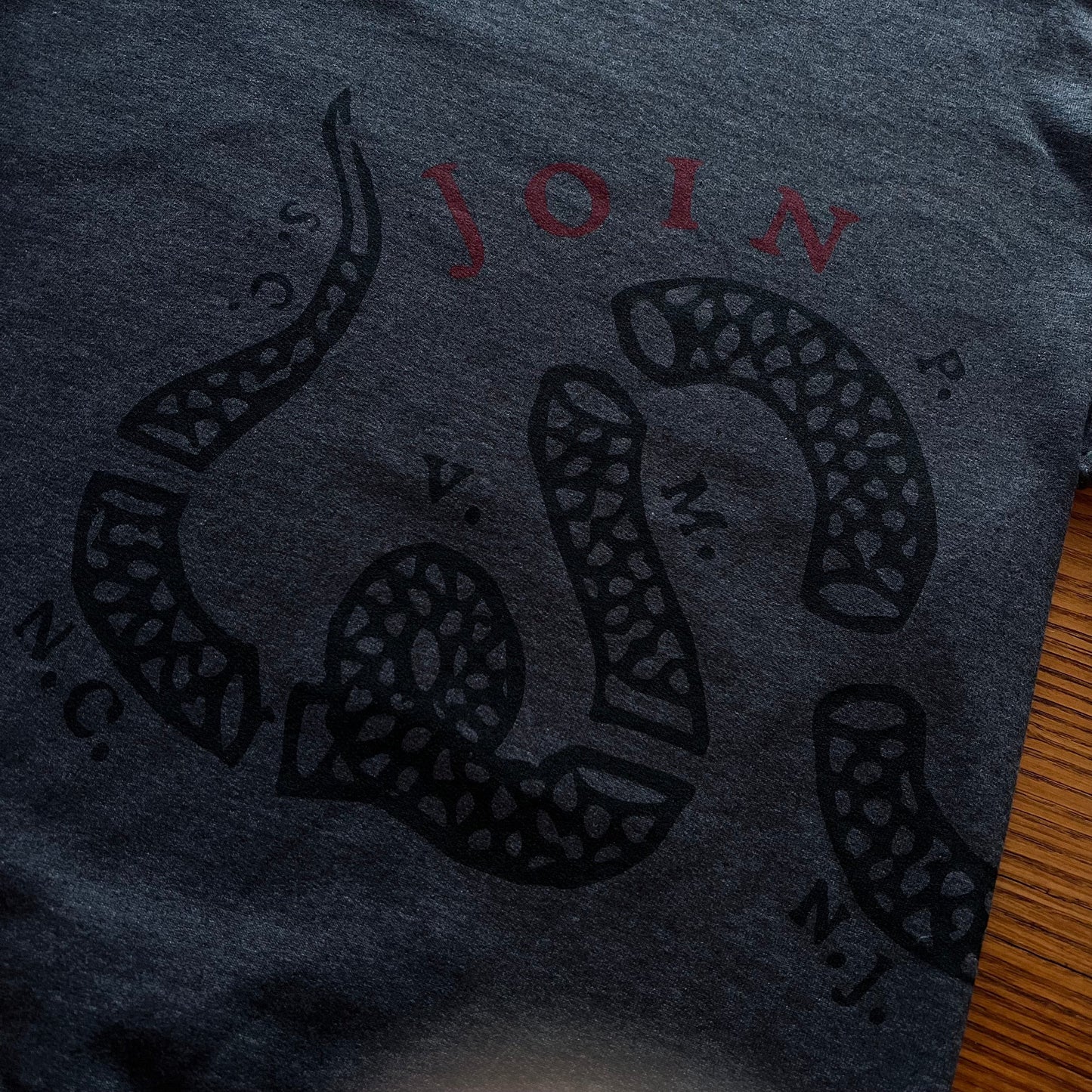 "Join or Die" V-neck shirt -  from the history list store
