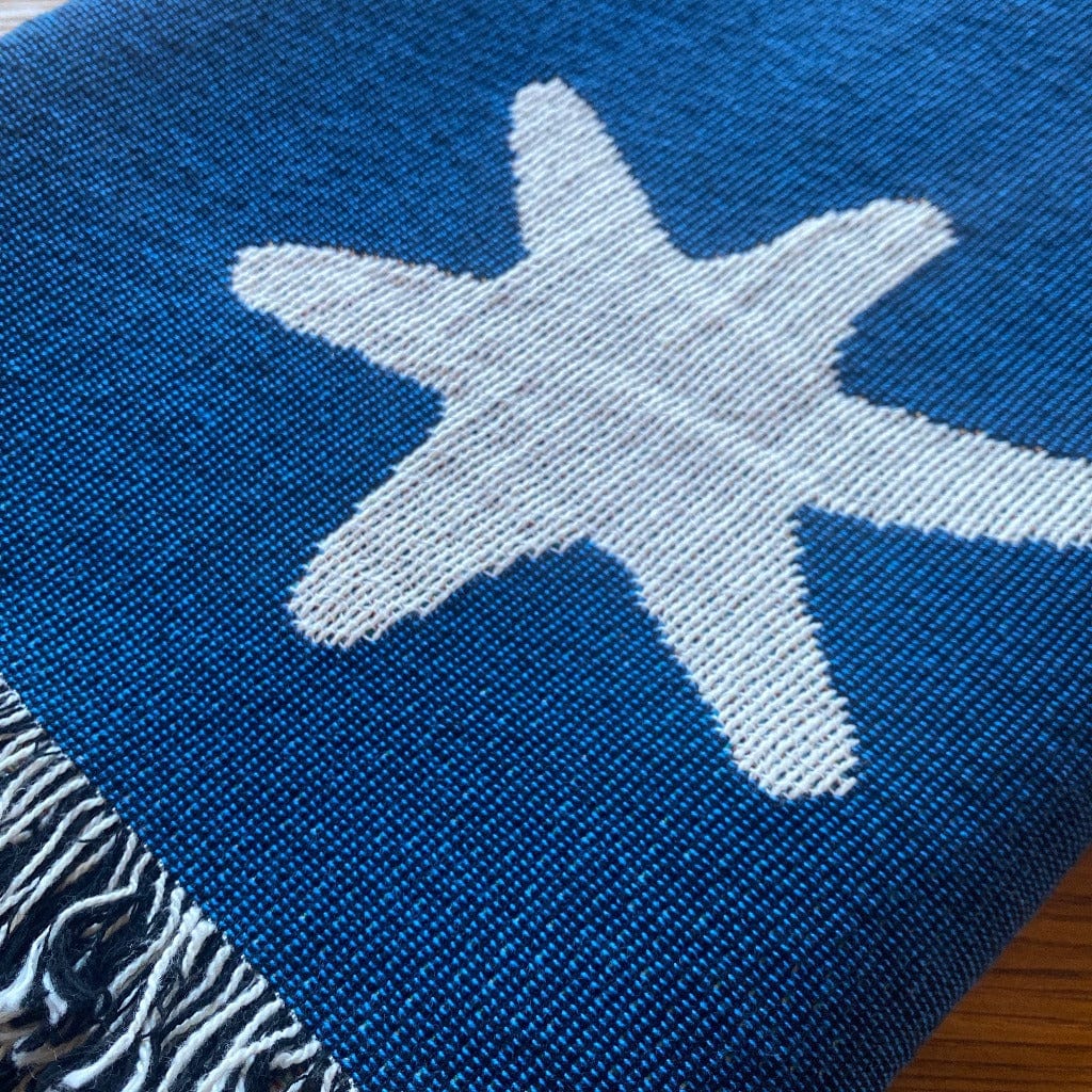Close-up Star - "Victory" blanket woven in the US showing the stars from Washington's HQs flag from the History List Store
