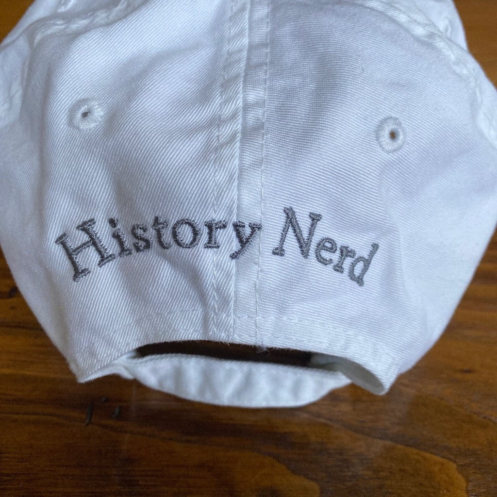 Embroidered Ben Franklin "History Nerd" cap - Blue on white cap from The History List Store