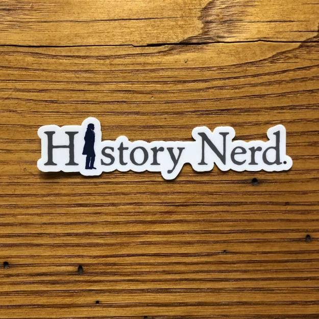 "History Nerd" sticker with Thomas Jefferson from The History List Store
