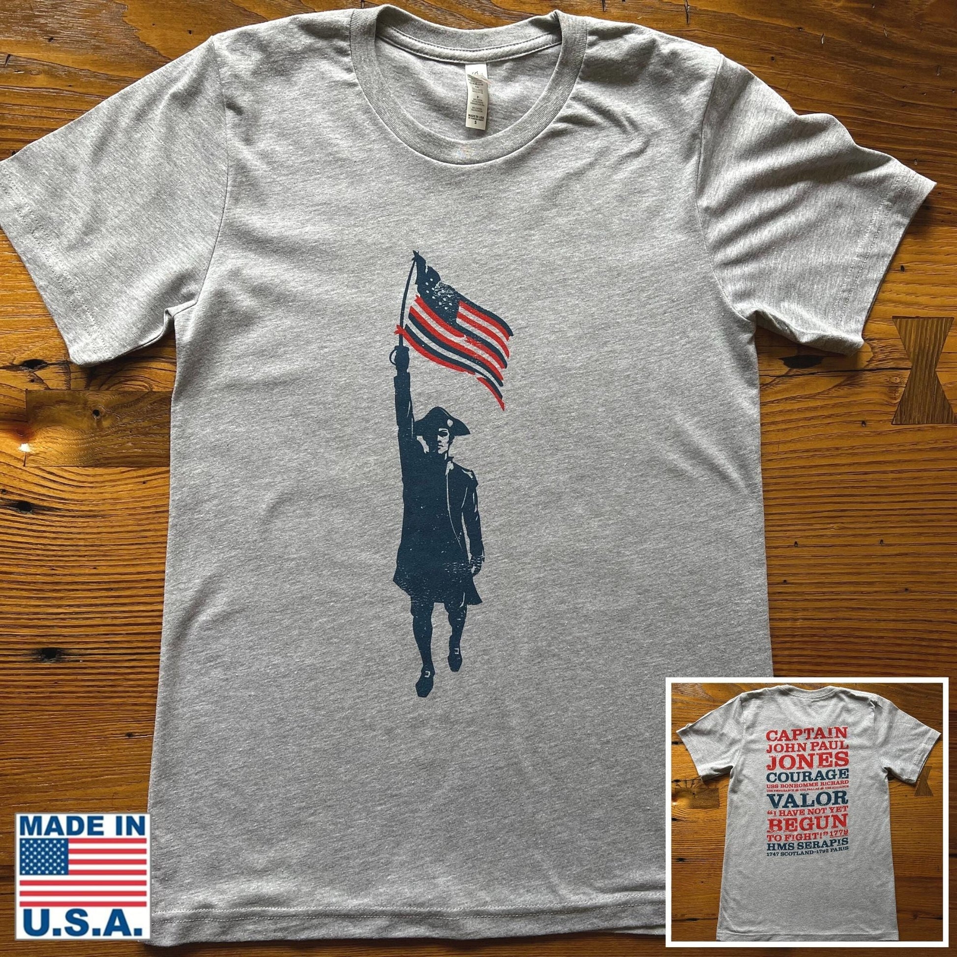 Long Sleeve USA Flag Patch T-Shirt - White White / L