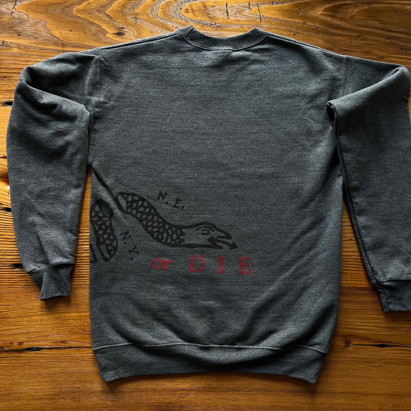 Back of "Join or Die" Crewneck sweatshirt from the History List Store.