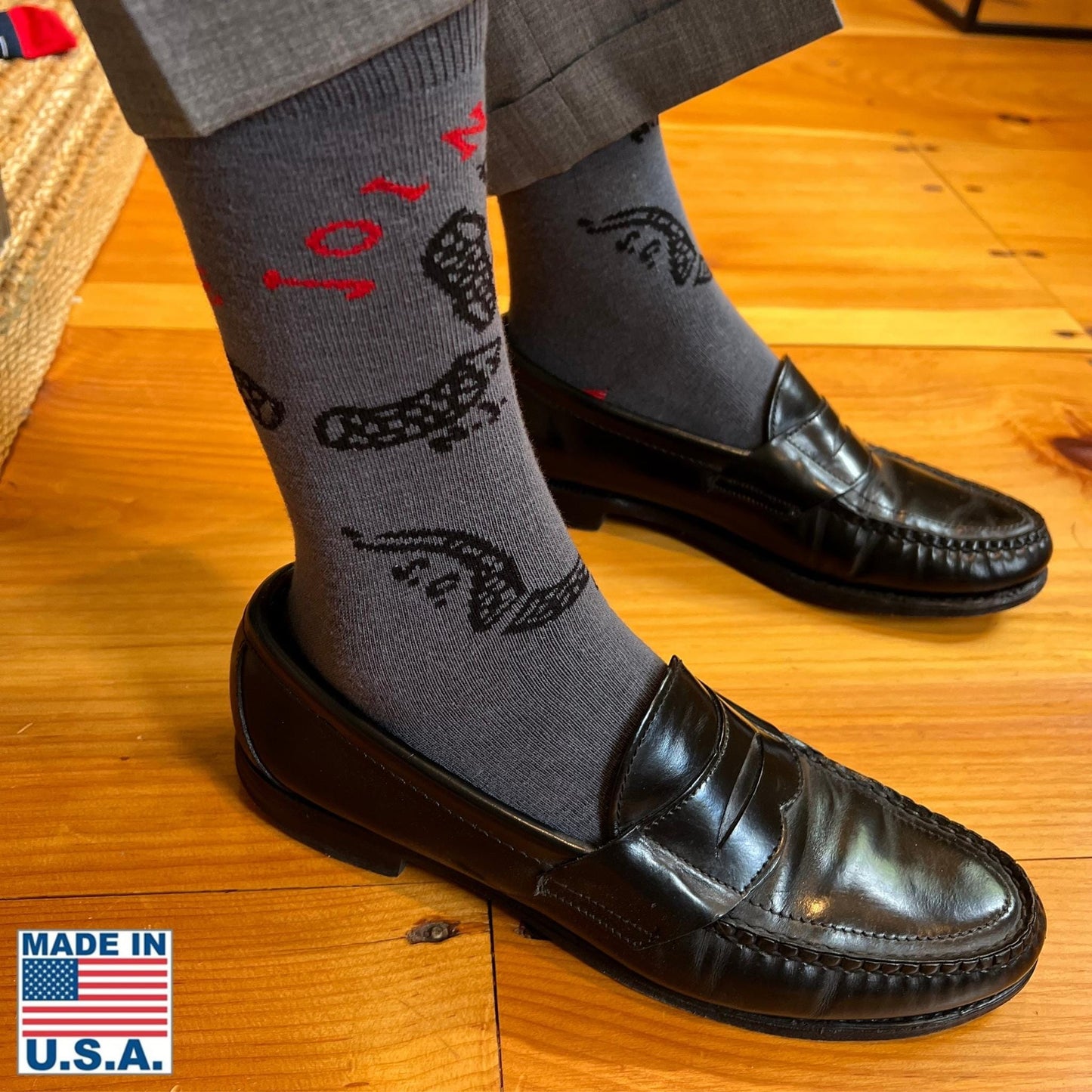 "Join or Die" Socks — Made in USA from The HIstory List store when worn with shoes