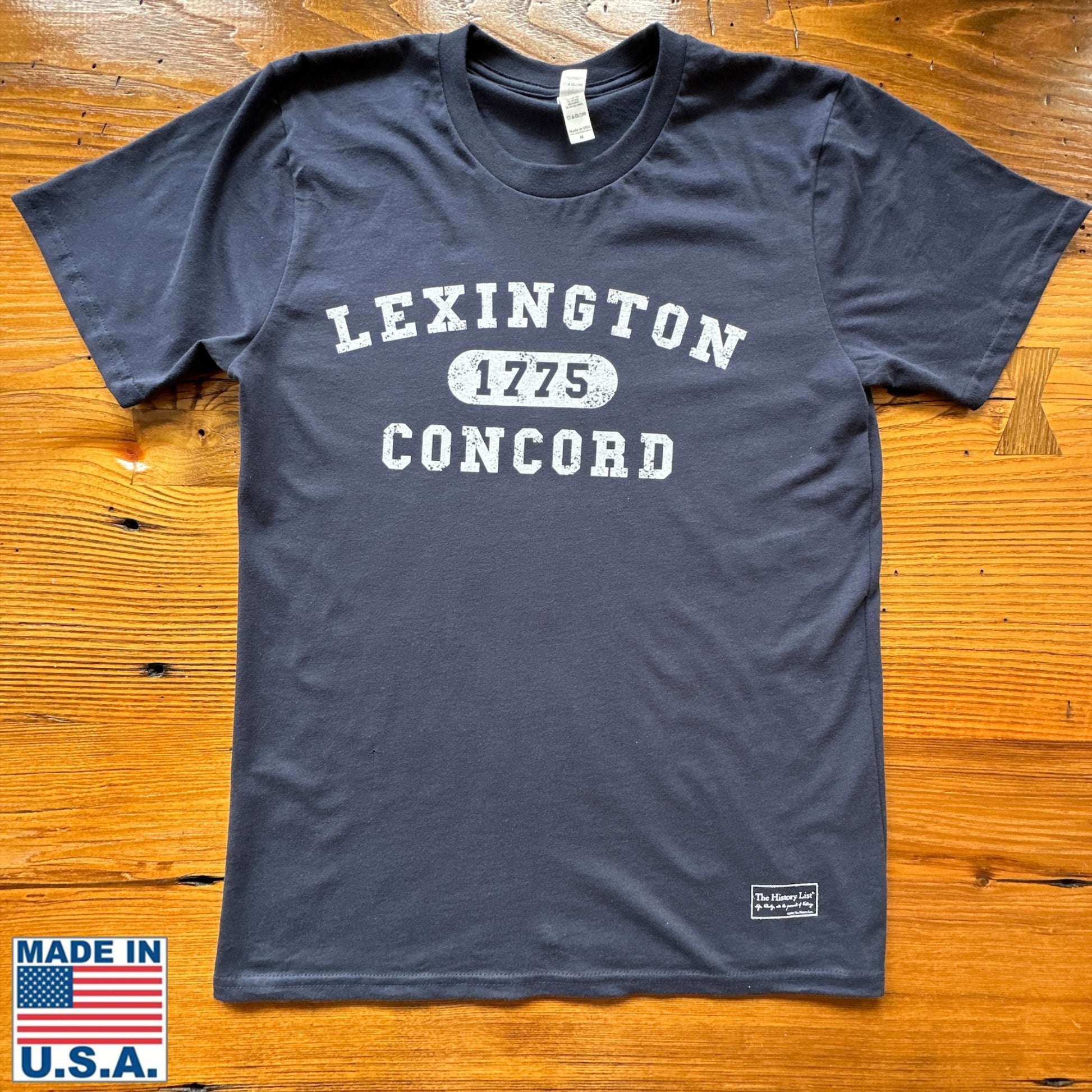 Navy blue 1775 Lexington and Concord Shirt from The History List store