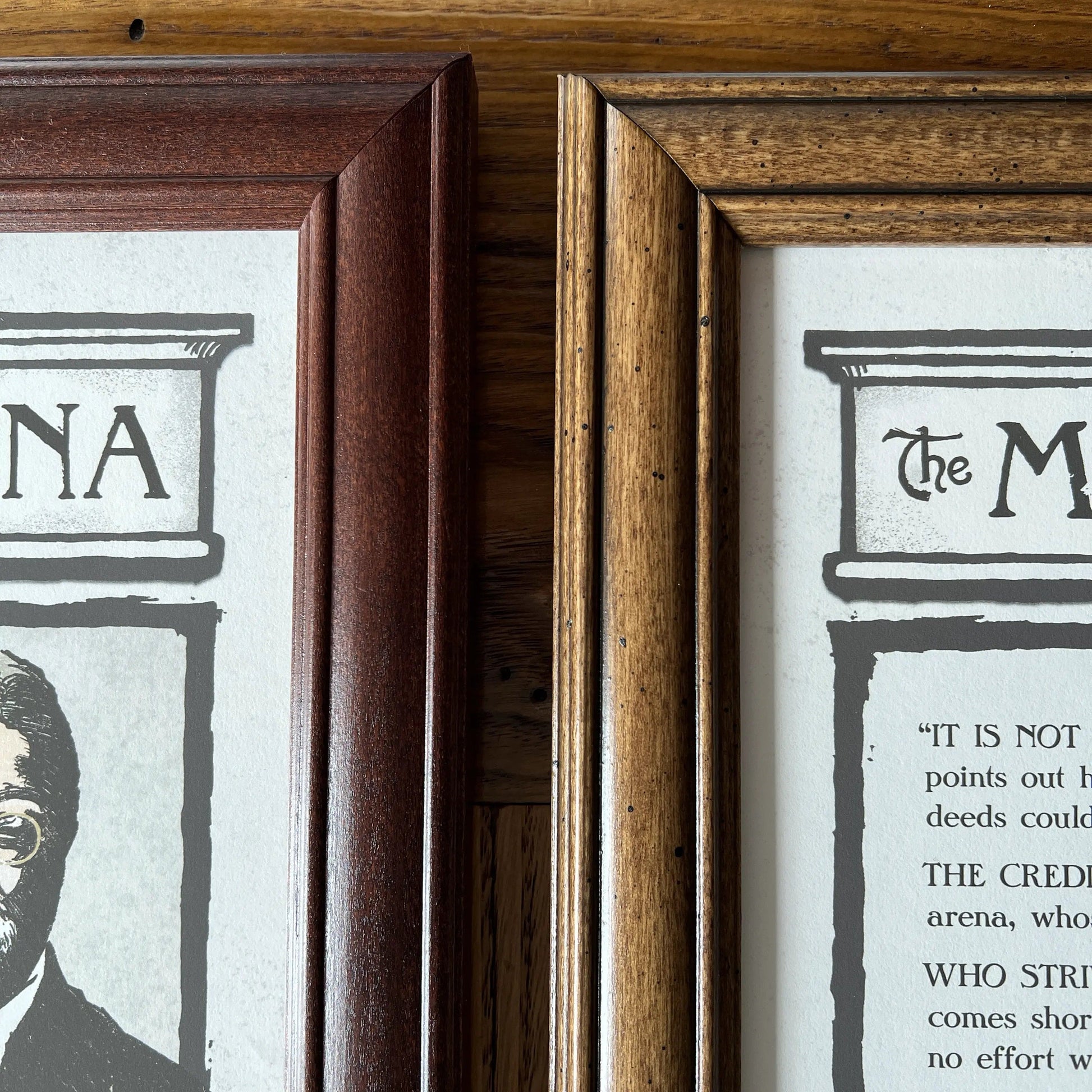 Close-up of frames of Teddy Roosevelt's "The Man in the Arena" — 12" x 15" Archival Print from The History List store