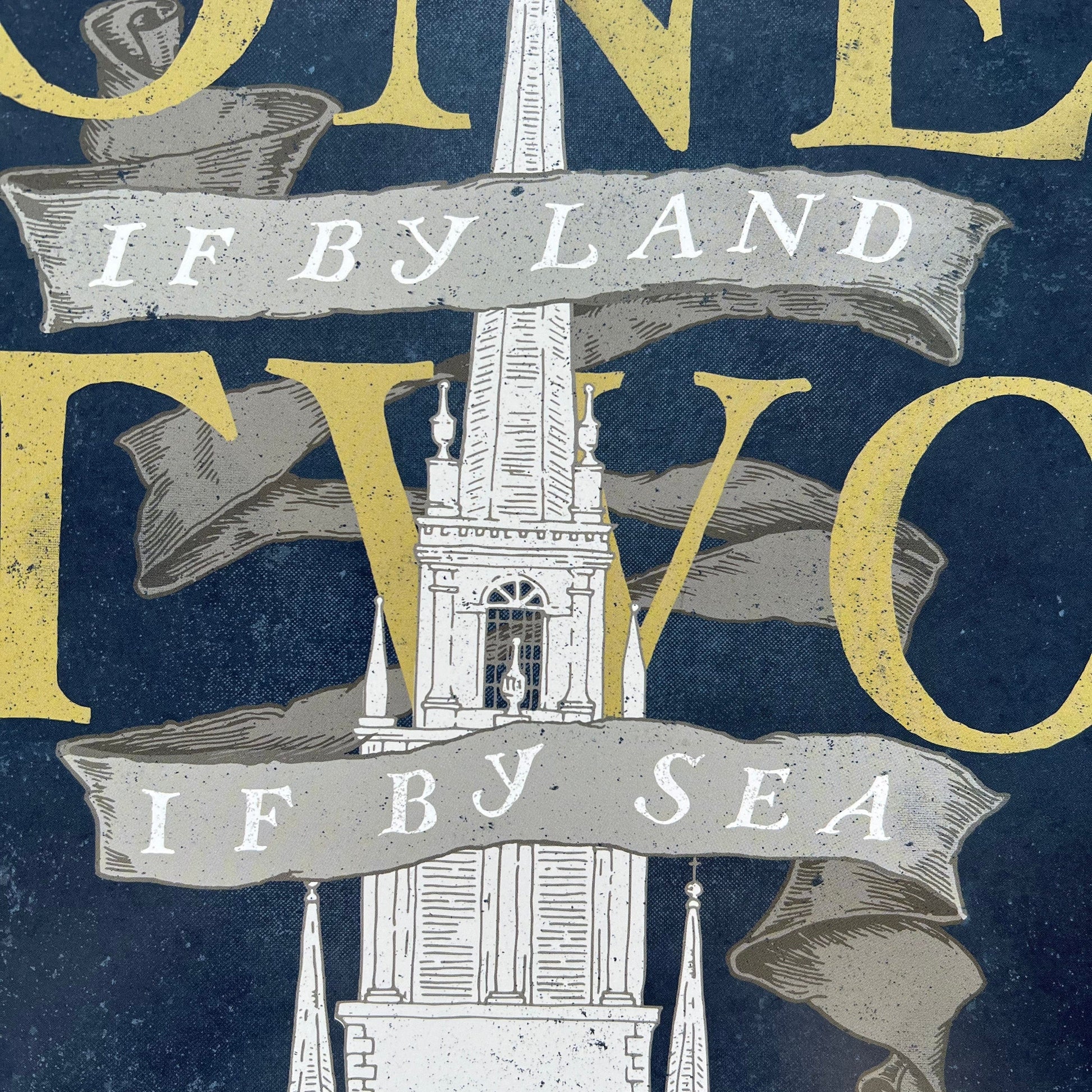 Close-up of "One if by land . . ." as a small poster from The History List store