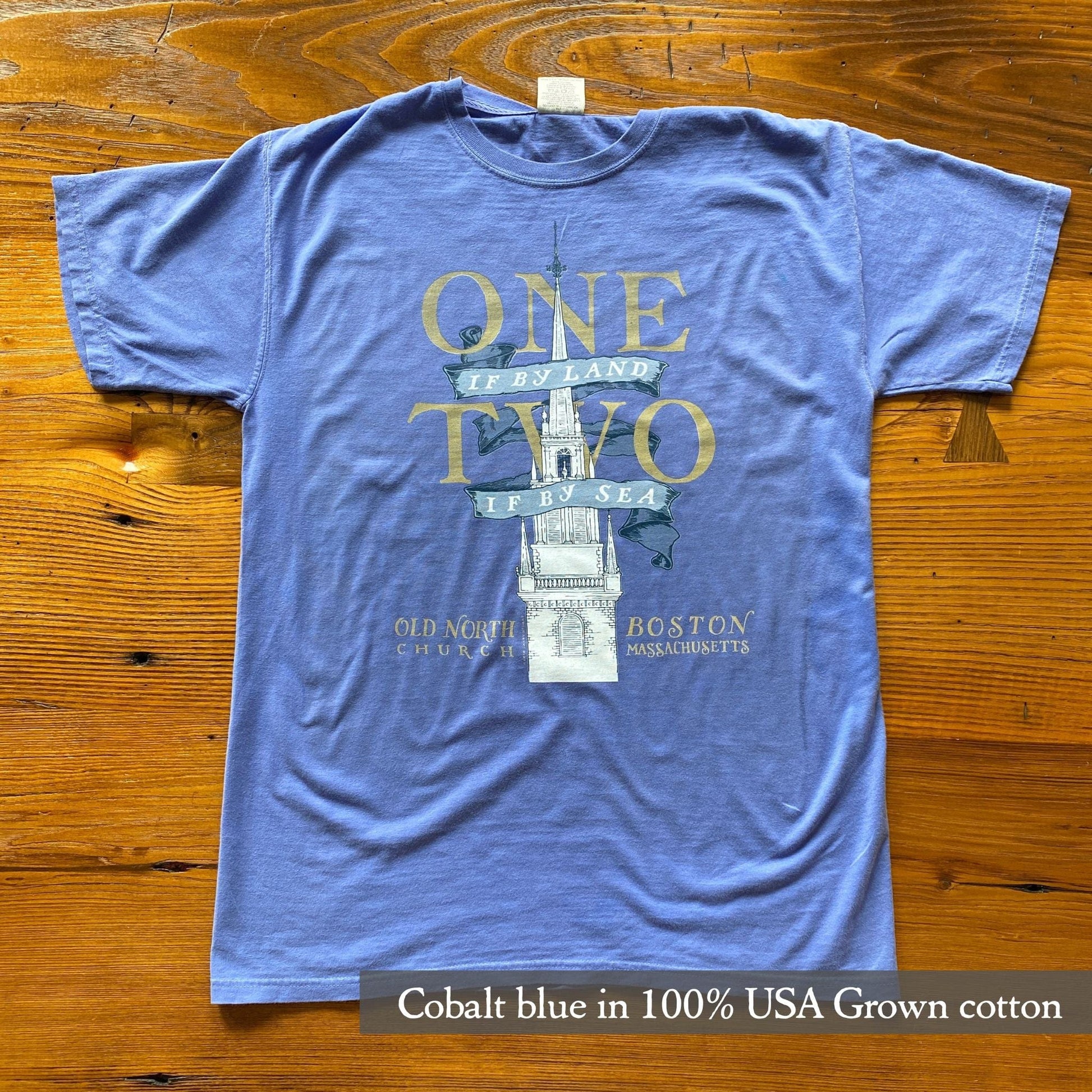 Cobalt Blue "One if by land . . ." Old North Special Edition Shirt in Cobalt blue by The History List Store
