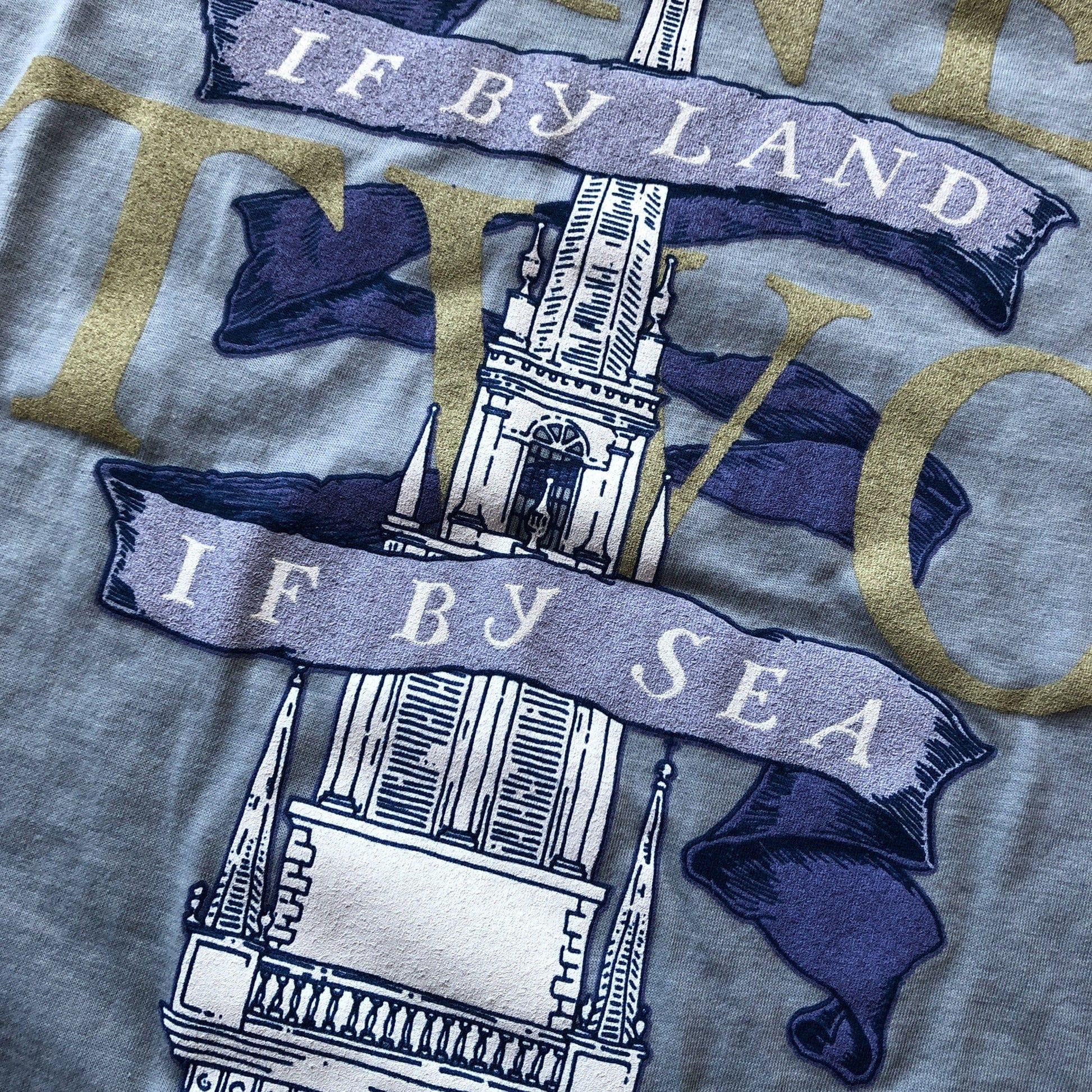 Close-up of "One if by land . . ." Old North Special Edition Shirt from the history list store