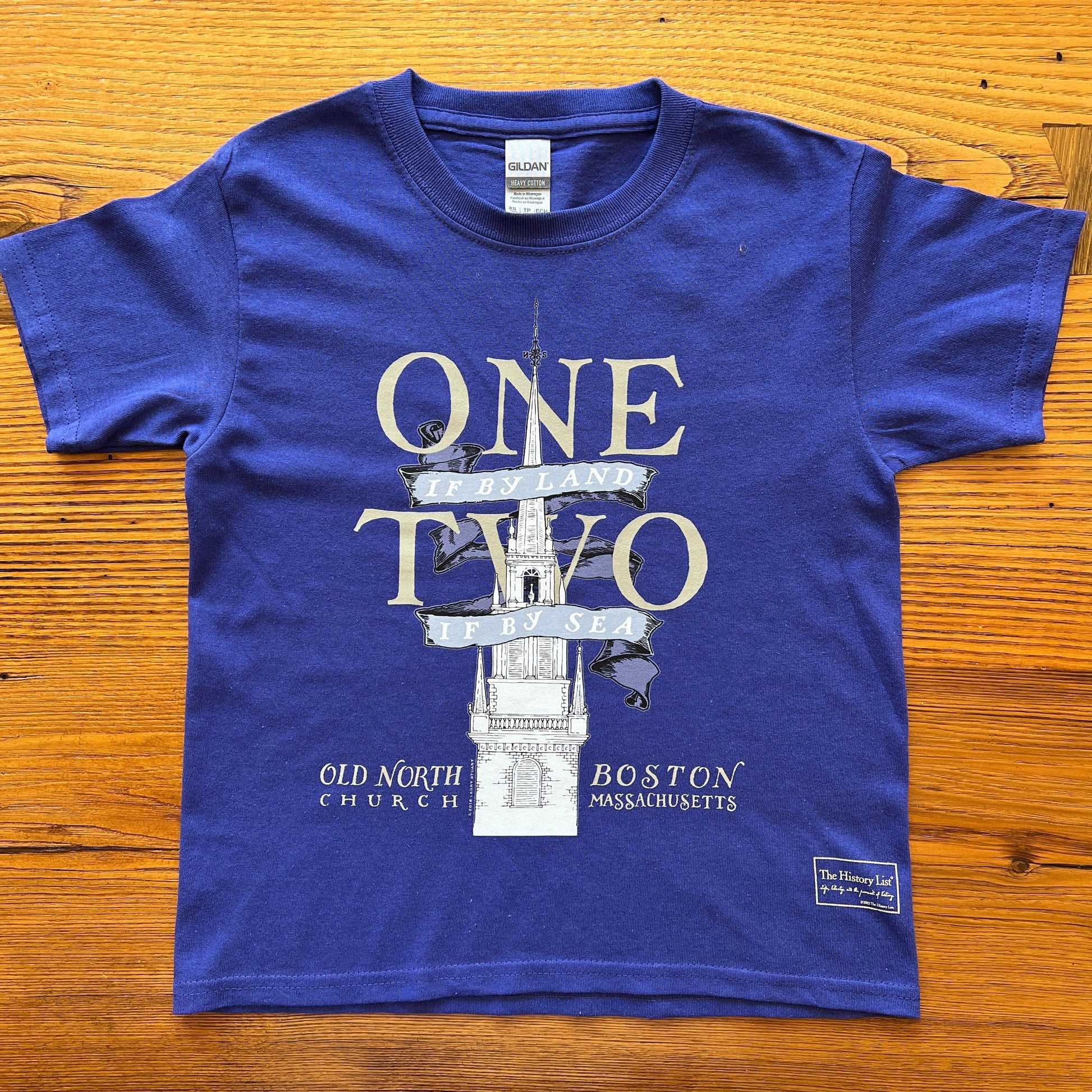 Metro Blue "One if by land . . ." Old North Special Edition T-shirt in Youth sizes from the history list store