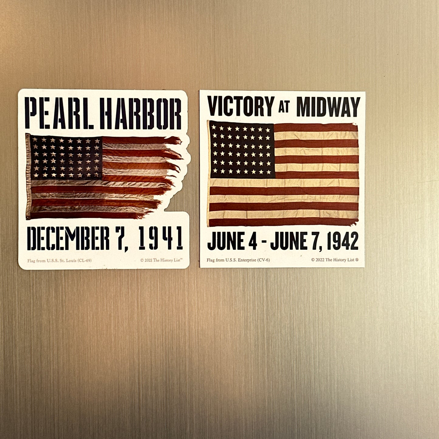 Pearl Harbor “Battleship Row” Magnet and "Victory at Midway" magnet from The History List store