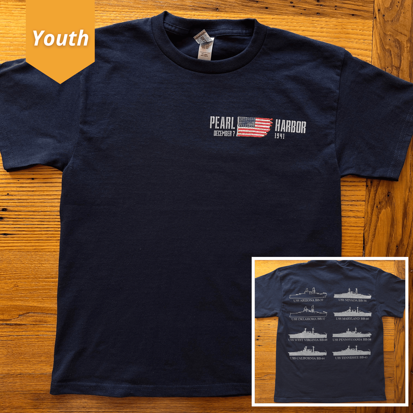 Pearl Harbor “Battleship Row” Shirt in Youth sizes