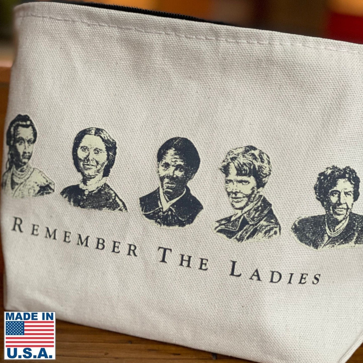 "Remember the Ladies" small canvas bag from the history list store