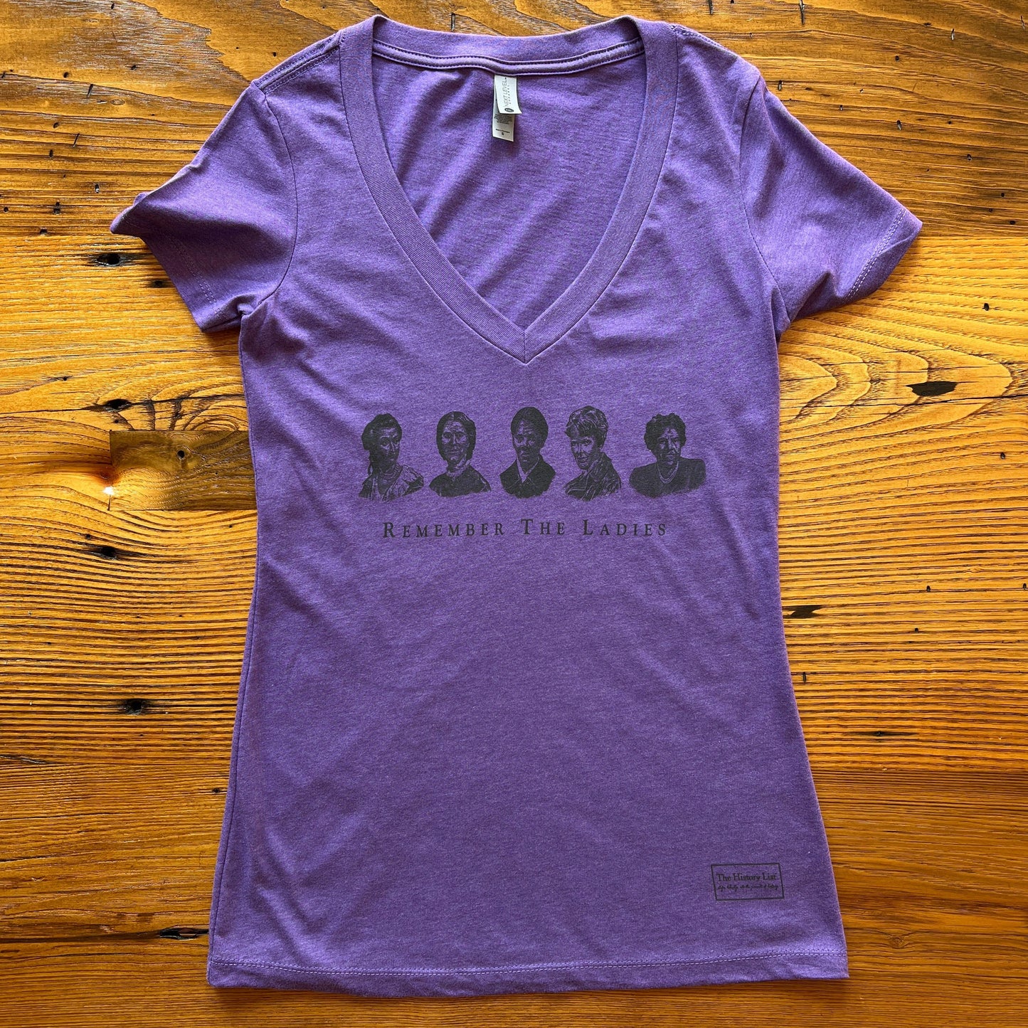 "Remember the Ladies" Women's v-neck shirt — Straight design in Purple from The History List store