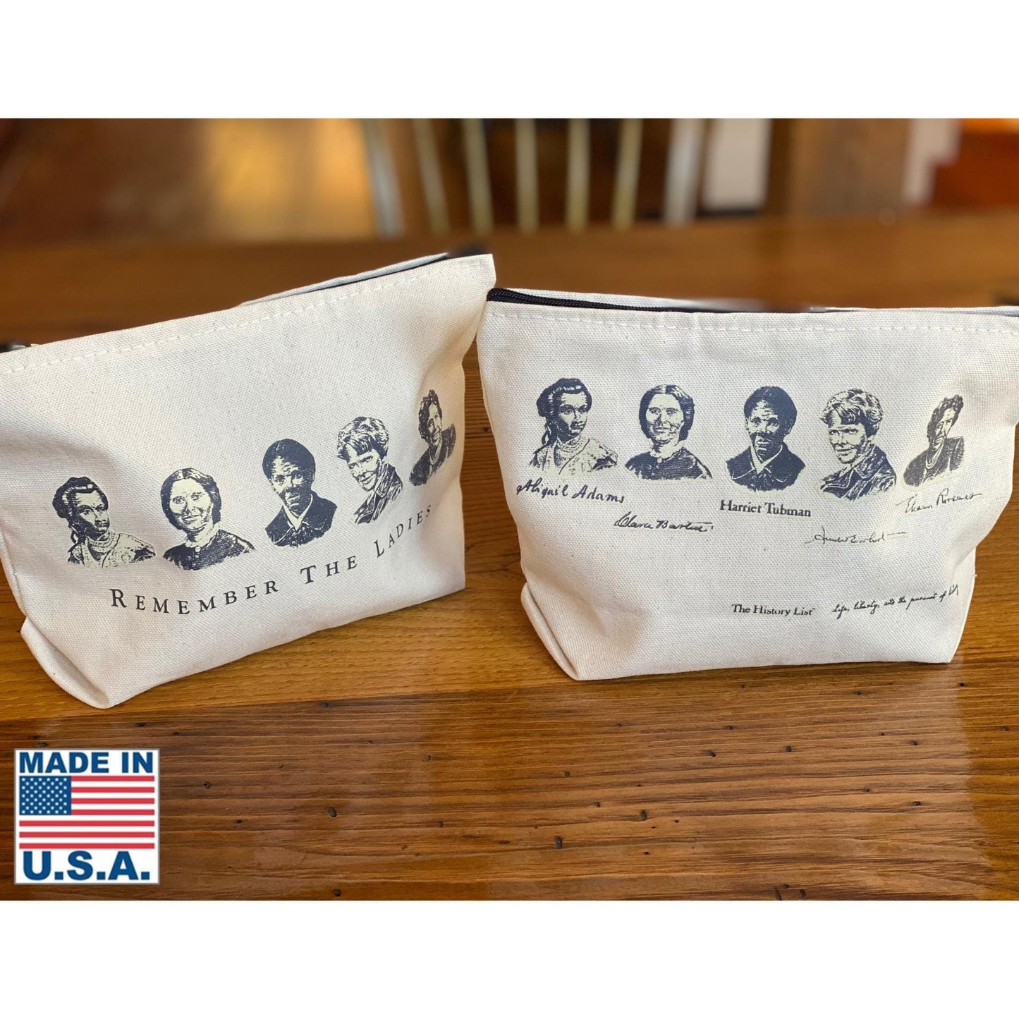 Gift for History lovers - "Remember the Ladies" small canvas bag from the history list store