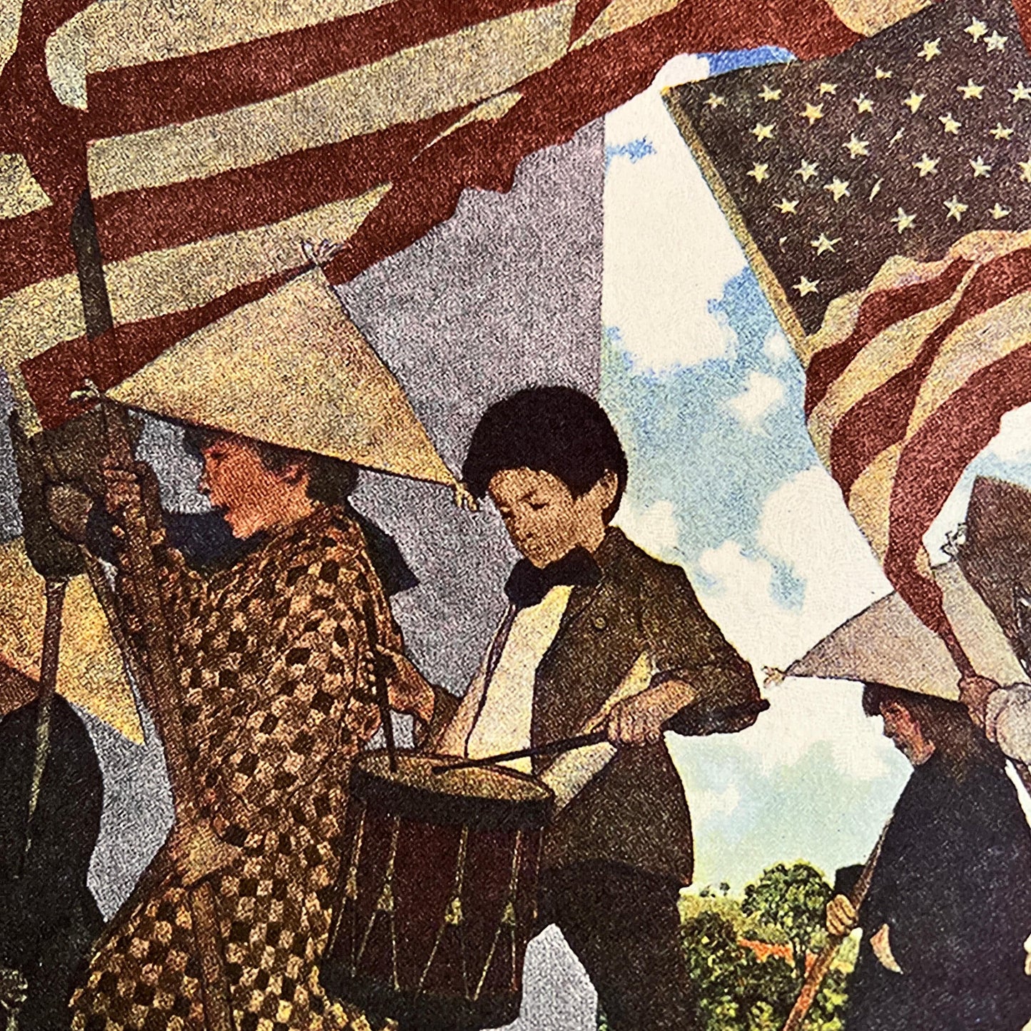 Close-up of kids in Star-Spangled Banner Illustration and Verse — Archival print from The History List store