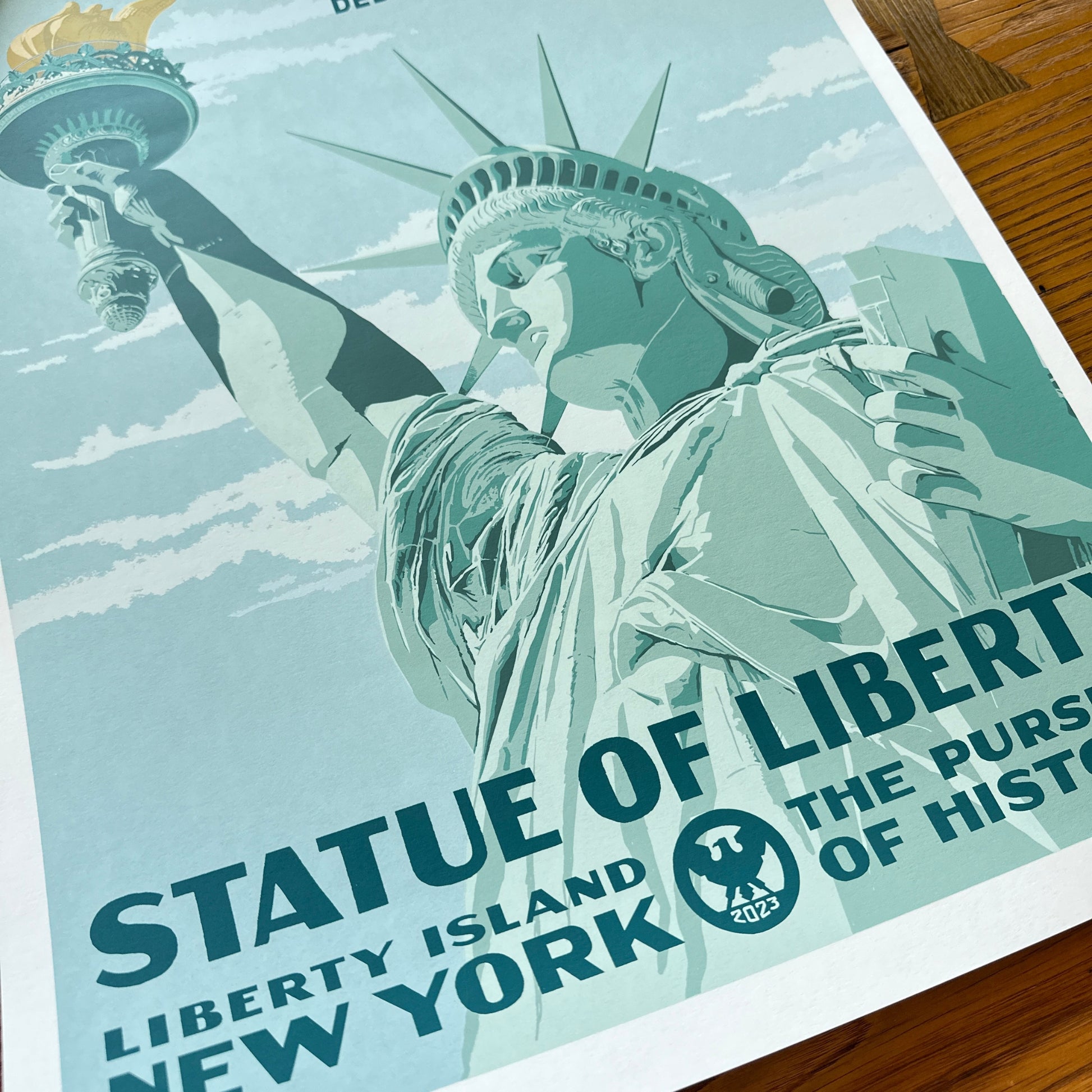 Closer view of the Statue of Liberty limited edition print  — Signed and numbered — Only 200 printed from The History List store