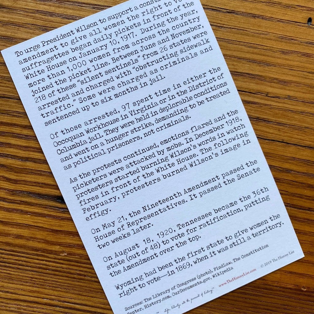 Card Included - Suffrage Button Pack with reproductions of 8 historical buttons from The History List Store