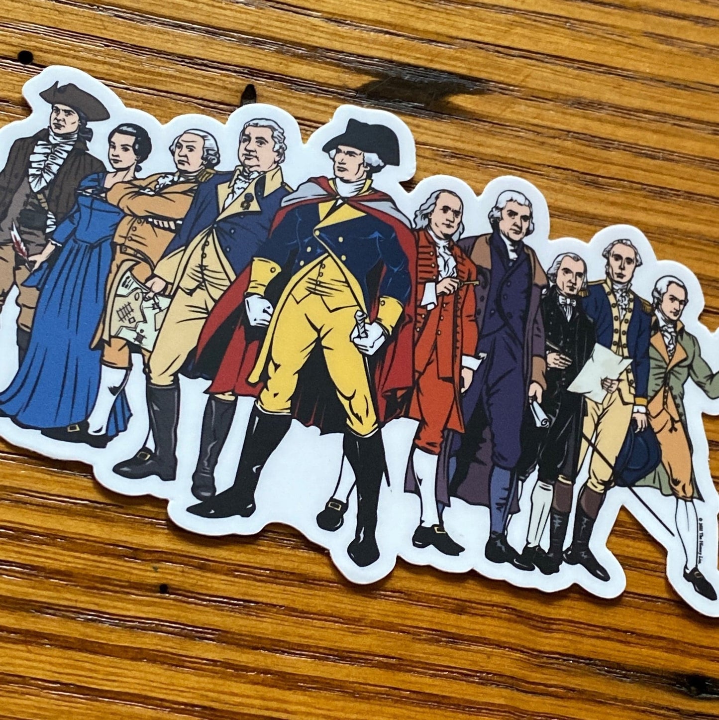 Close-up of Ten "Revolutionary Superheroes" Sticker from The History List store