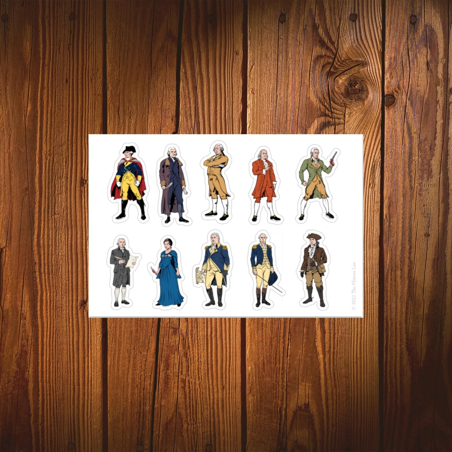 Ten "Revolutionary Superheroes" Sticker sheet from the History List Store