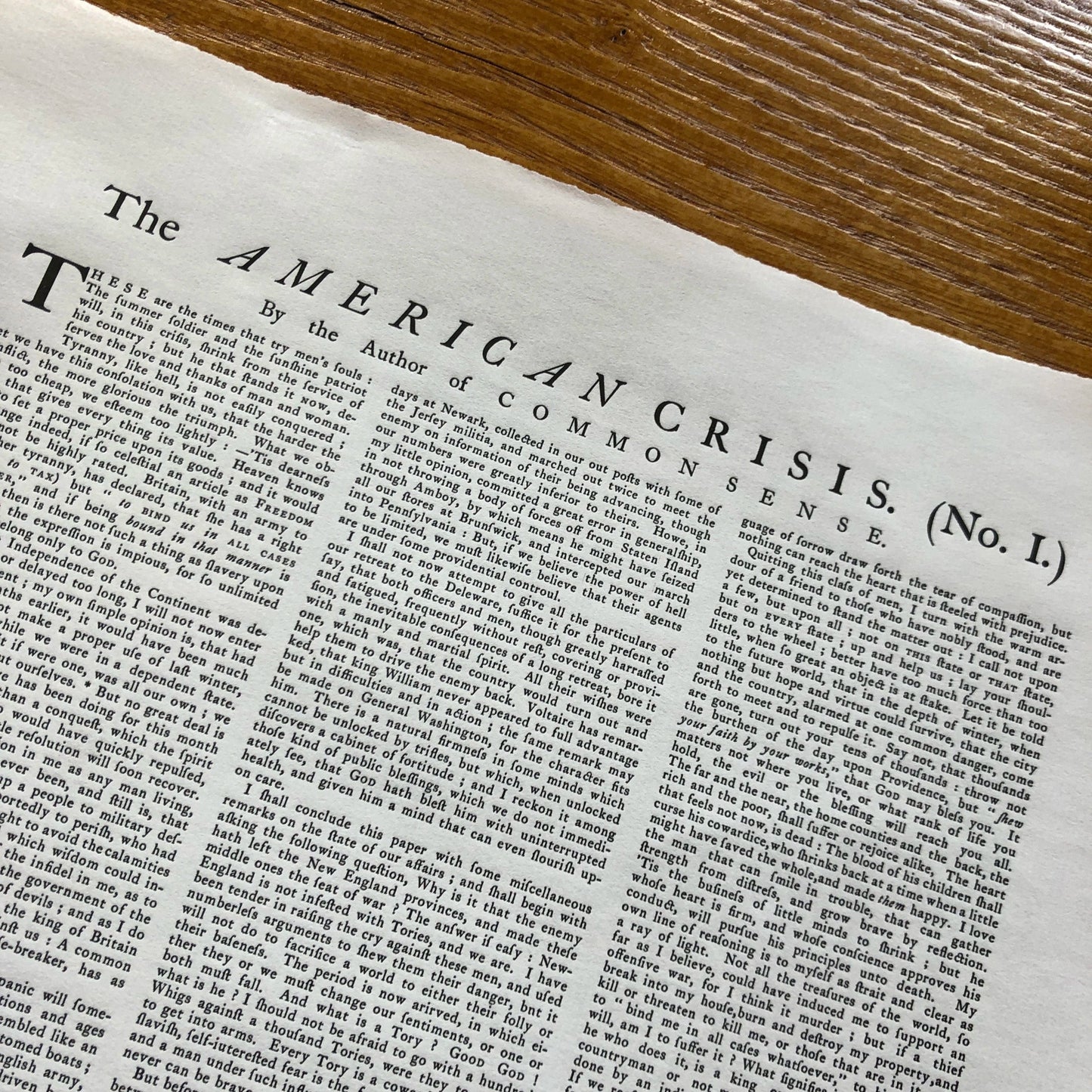 Top part of "The American Crisis" by Thomas Paine - "These are the times that try men’s souls" - Broadside printed in Boston from The History List store