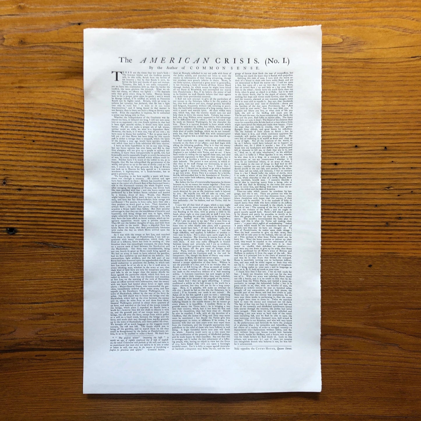 "The American Crisis" by Thomas Paine - "These are the times that try men’s souls" - Broadside printed in Boston from The History List store