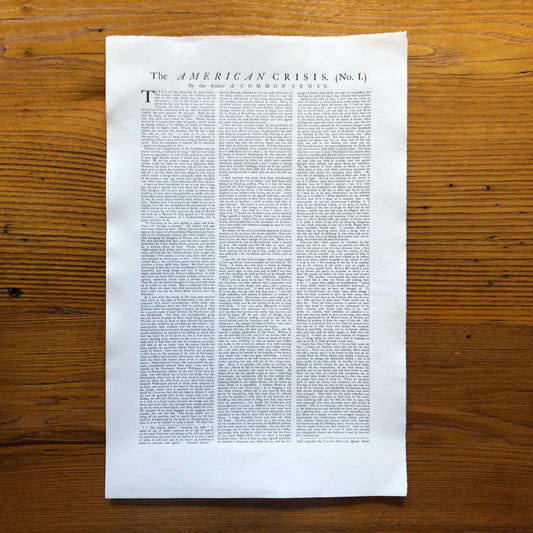 "The American Crisis" by Thomas Paine - "These are the times that try men’s souls" - Broadside printed in Boston from The History List store