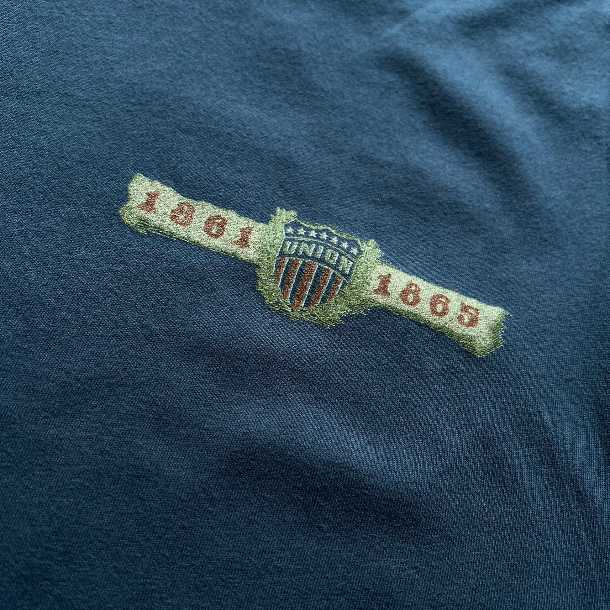 Close-up of front of "The Army of the Potomac" Long-sleeved shirt from The History List store
