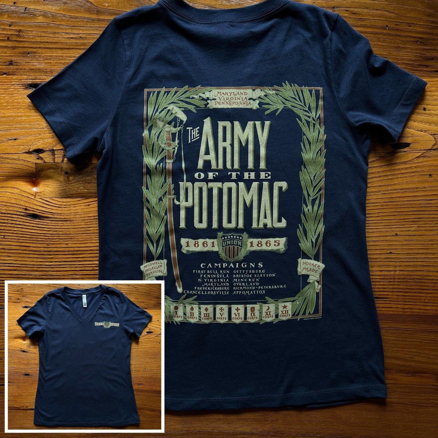 "The Army of the Potomac" Women's V-neck shirt from The History List store