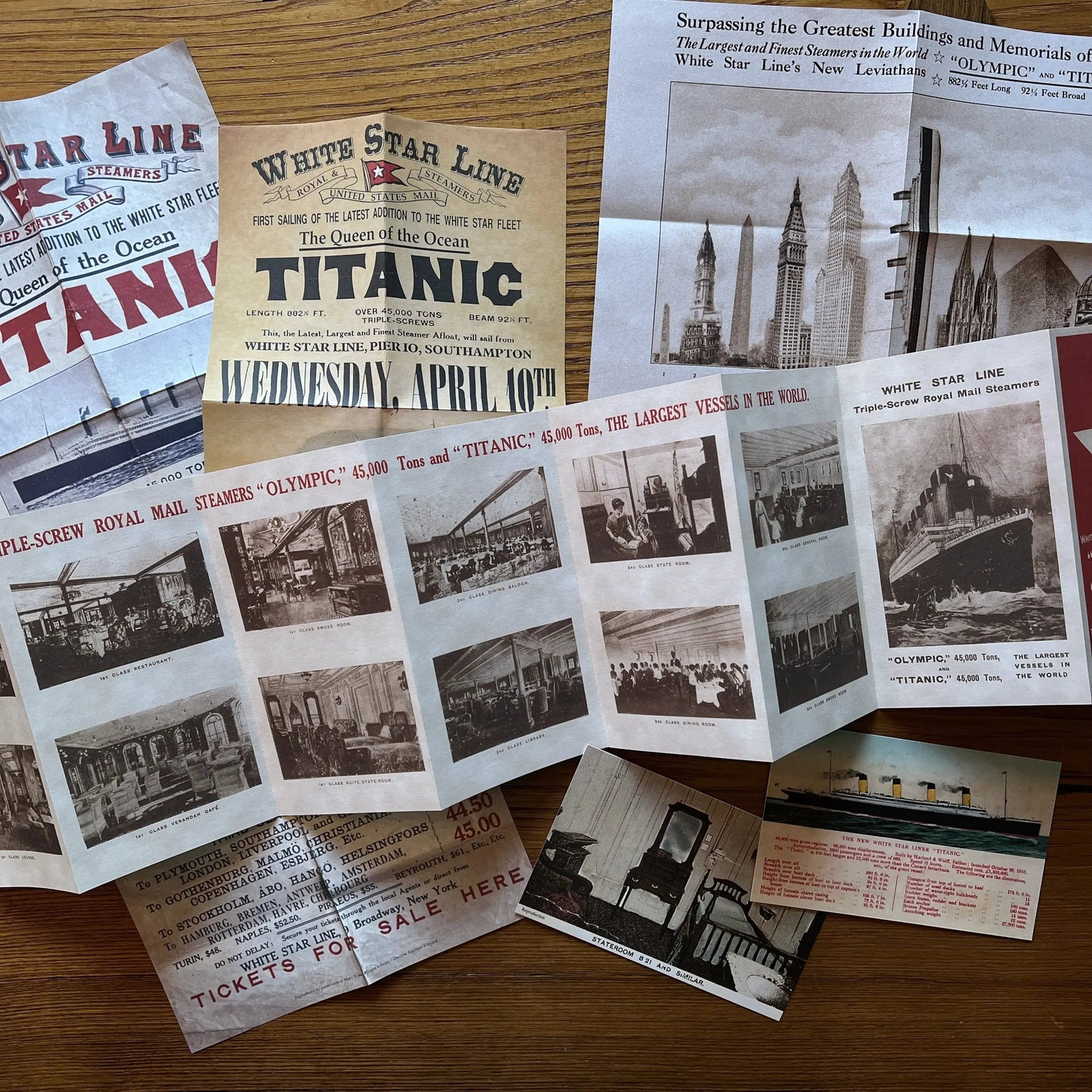 Titanic Document Box with 26 items from launch through memorial service
