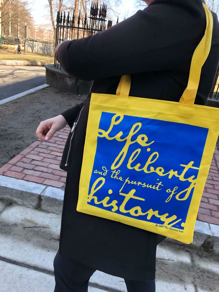 Yellow "Life, liberty, and the pursuit of history" Tote bag - in 15 colors from The History List Store