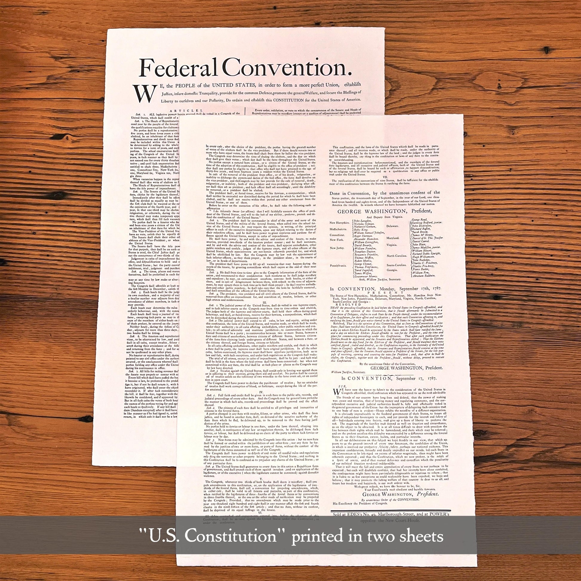 U.S. Constitution" from Edes & Gill in Boston with Washington
