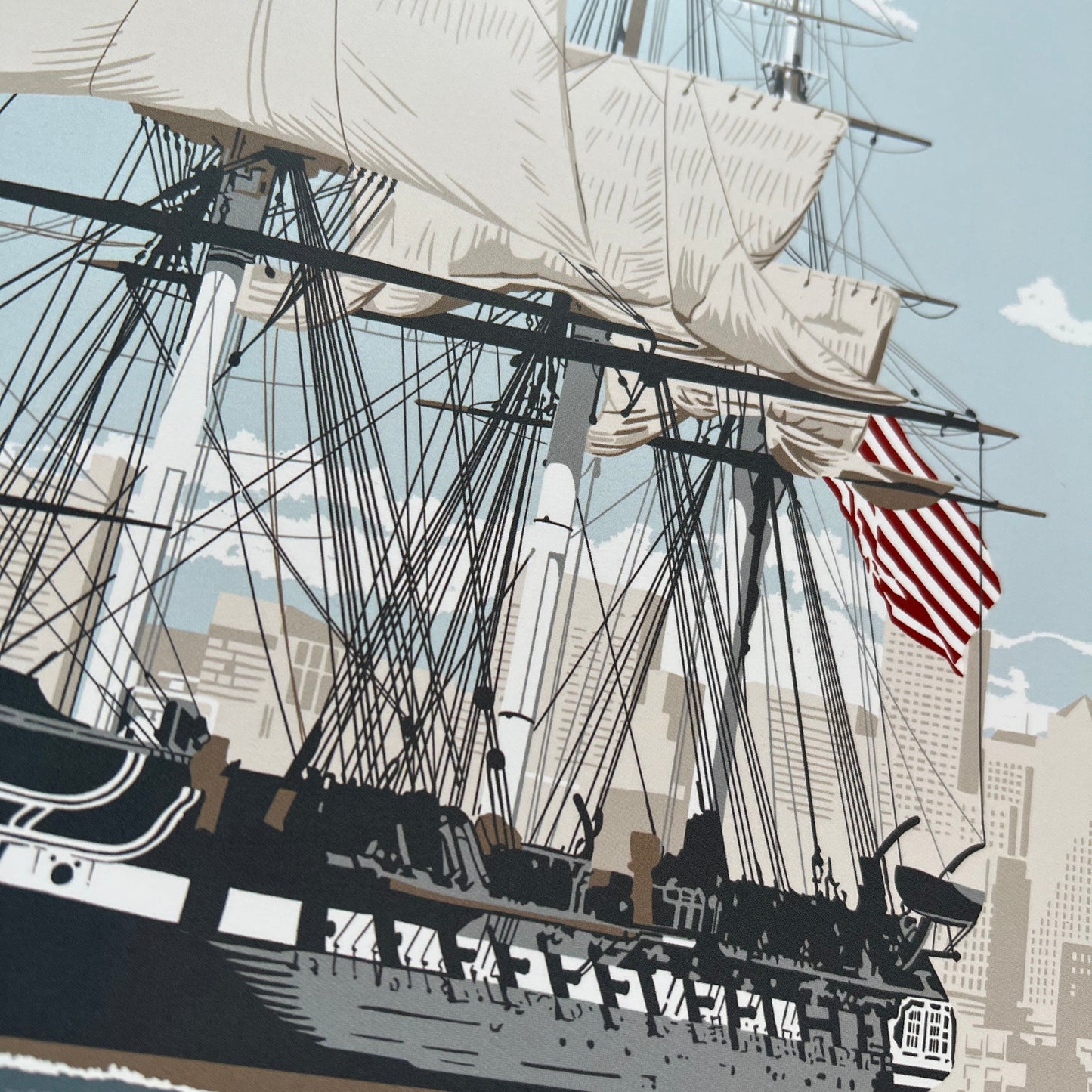 Close-up of the USS Constitution Sticker from The History List store