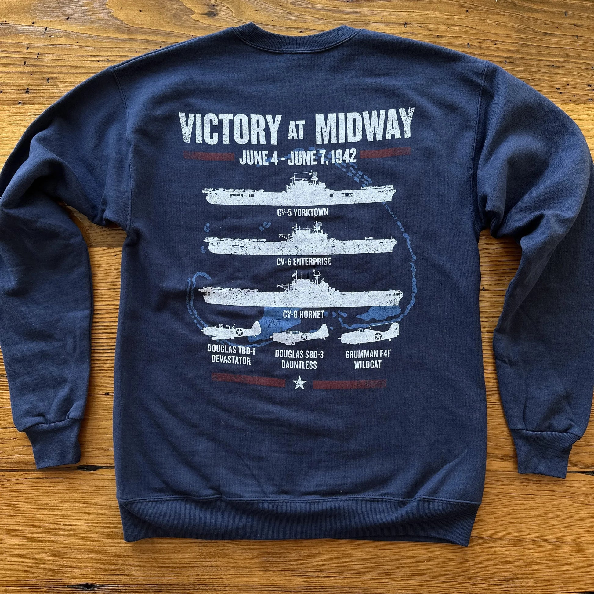 Back of "Victory at Midway" Crewneck sweatshirt from The History List store