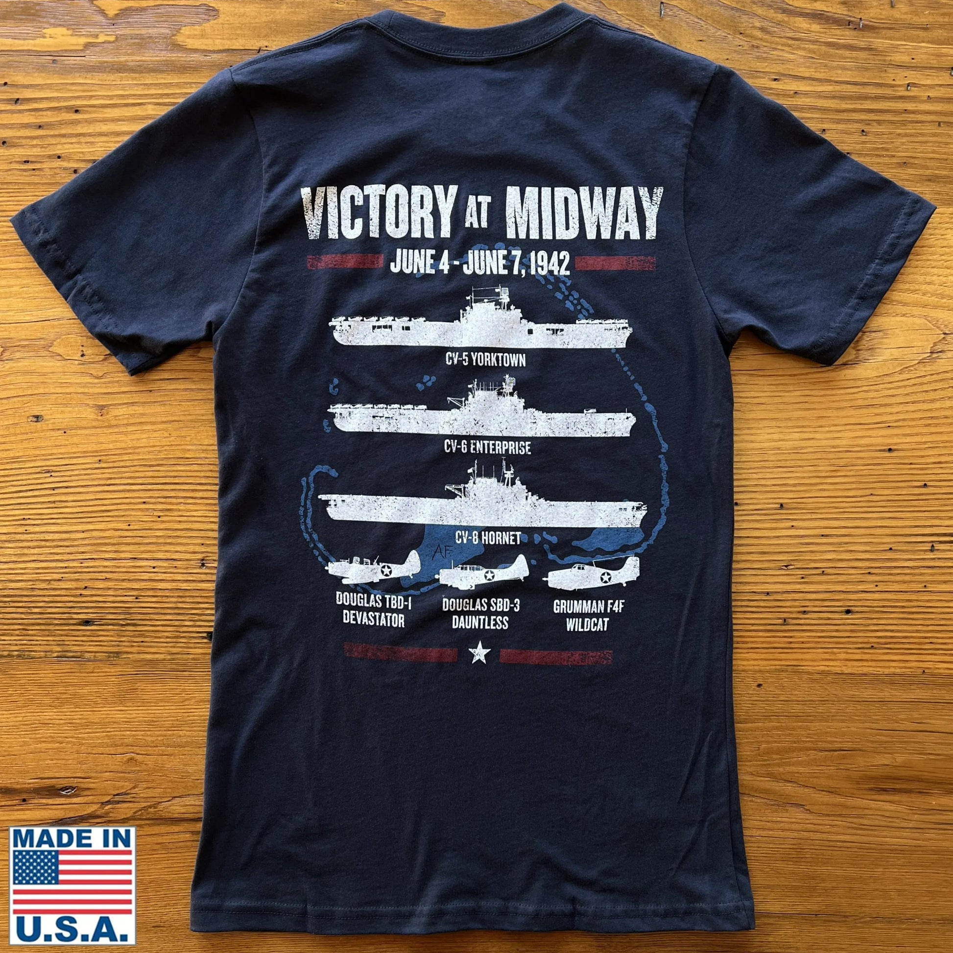 Back of "Victory at Midway" Shirt from The History List store