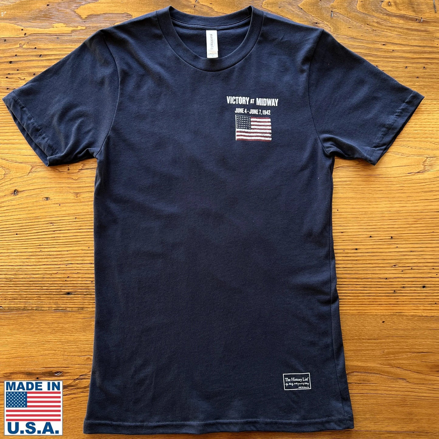 Front of "Victory at Midway" Shirt from The History List store