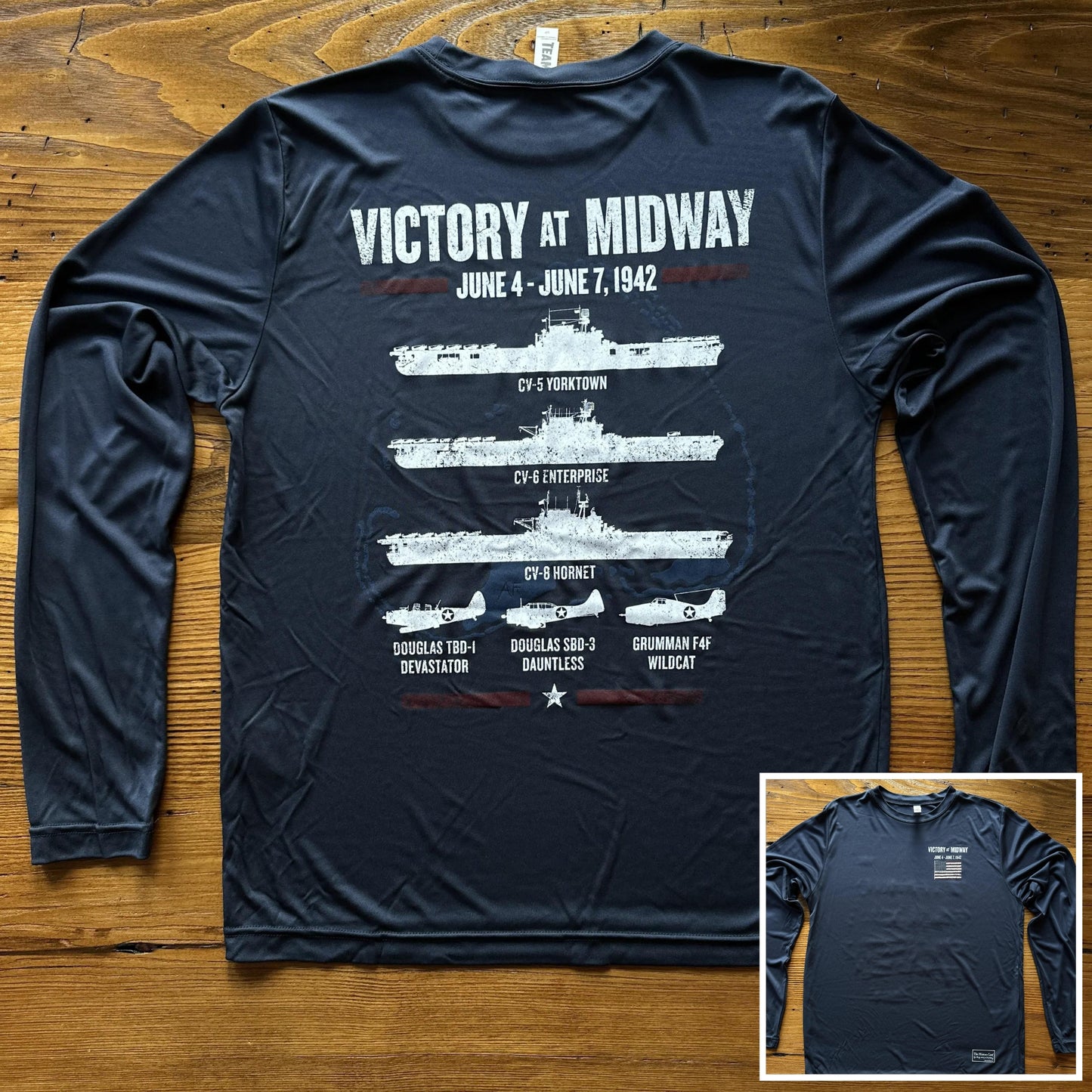 Men's "Victory at Midway" on moisture-wicking 100% polyester interlock with SPF 40+ UV protection - Long-sleeved from The History List store