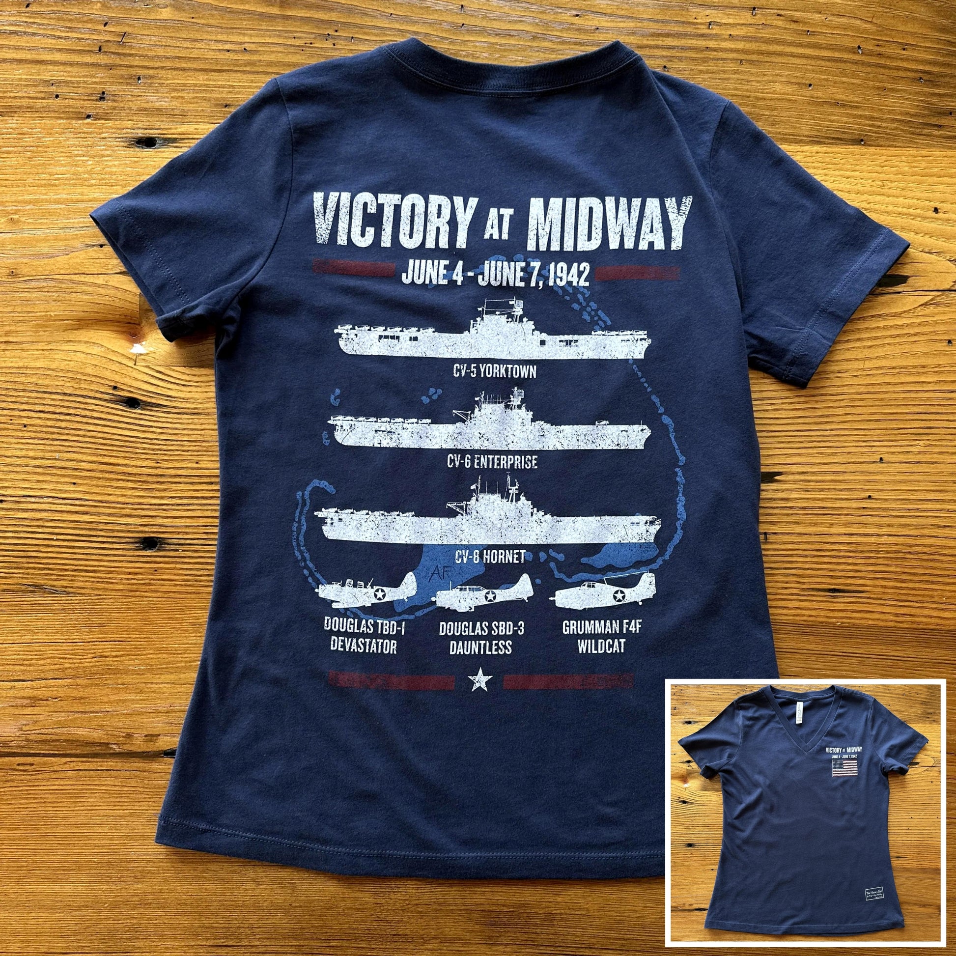 "Victory at Midway" Women's v-neck shirt from The History List store