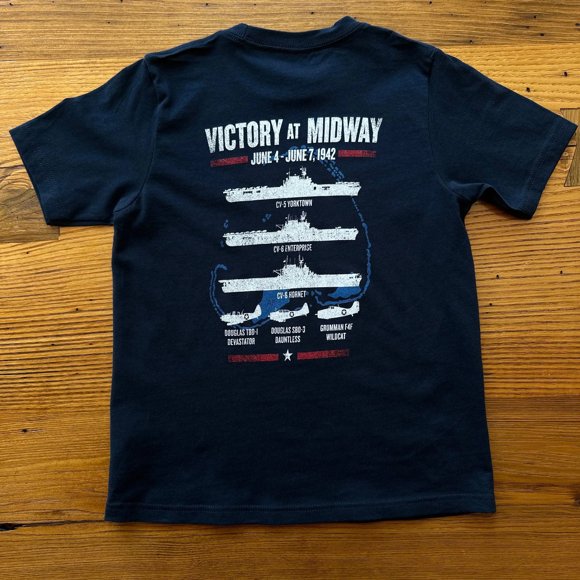 Back of "Victory at Midway" Shirt in Youth sizes from The History List store