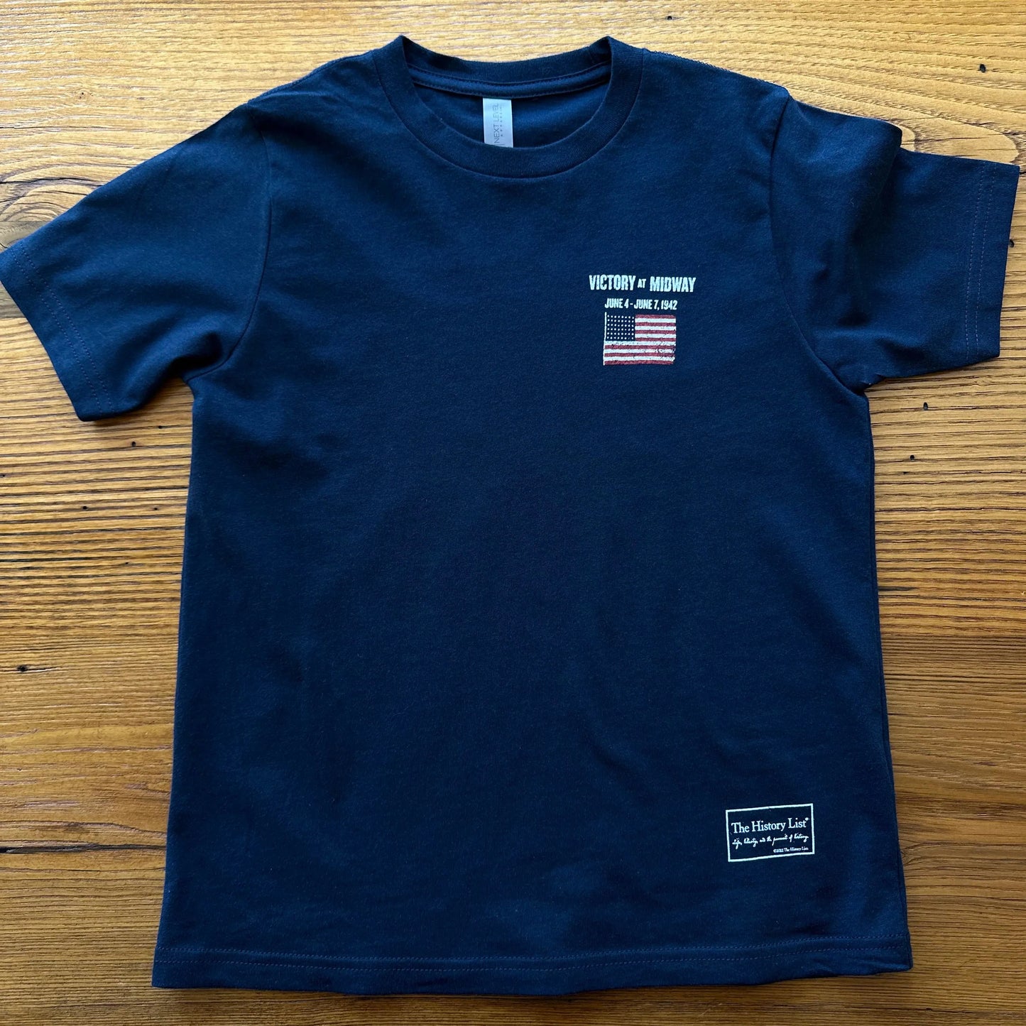 Front of "Victory at Midway" Shirt in Youth sizes from The History List store