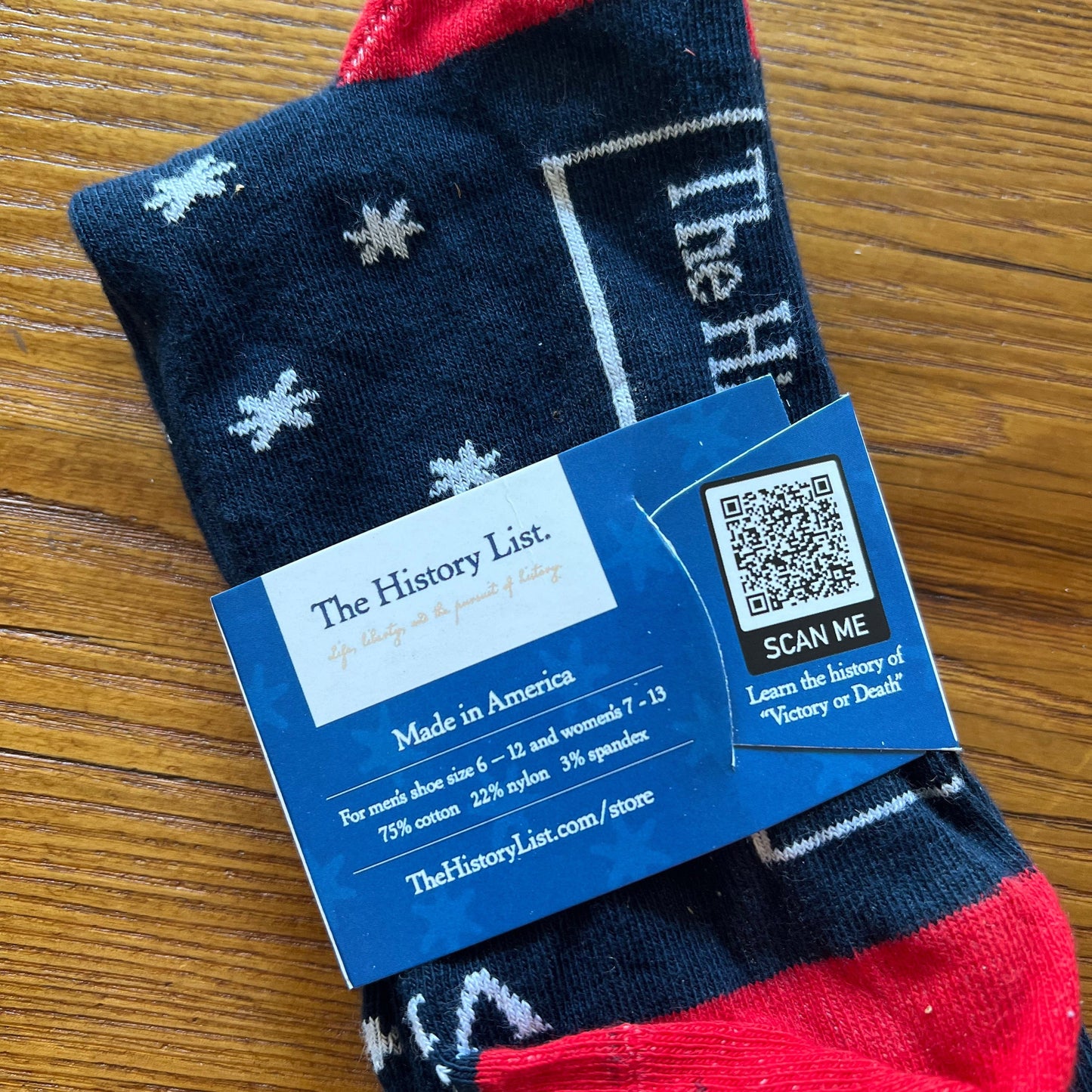 A pair of "Victory or Death" Socks — Made in USA from The History List store sockband