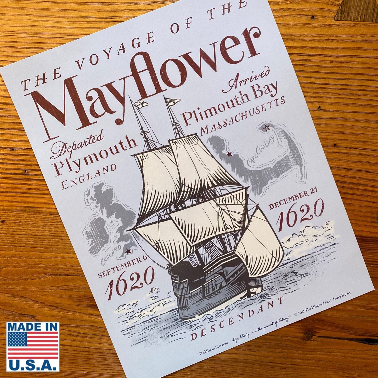 "The Voyage of the Mayflower" as a small poster from the History List Store